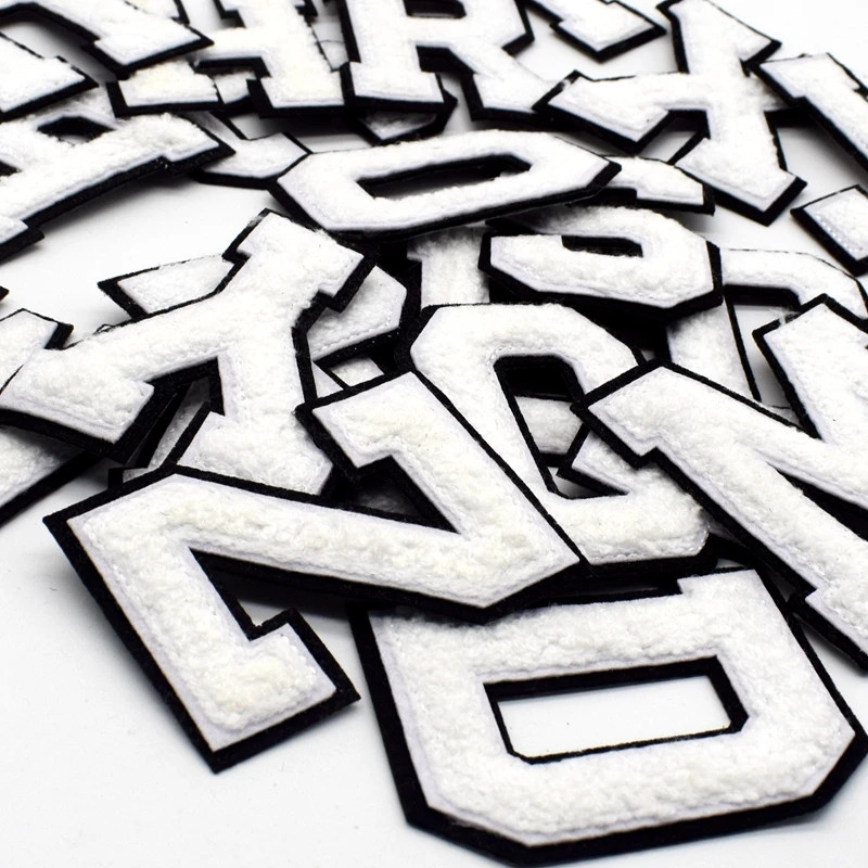 Large 3″ White Letters Alphabet Iron on Clothing Patches Numerical Patch PA