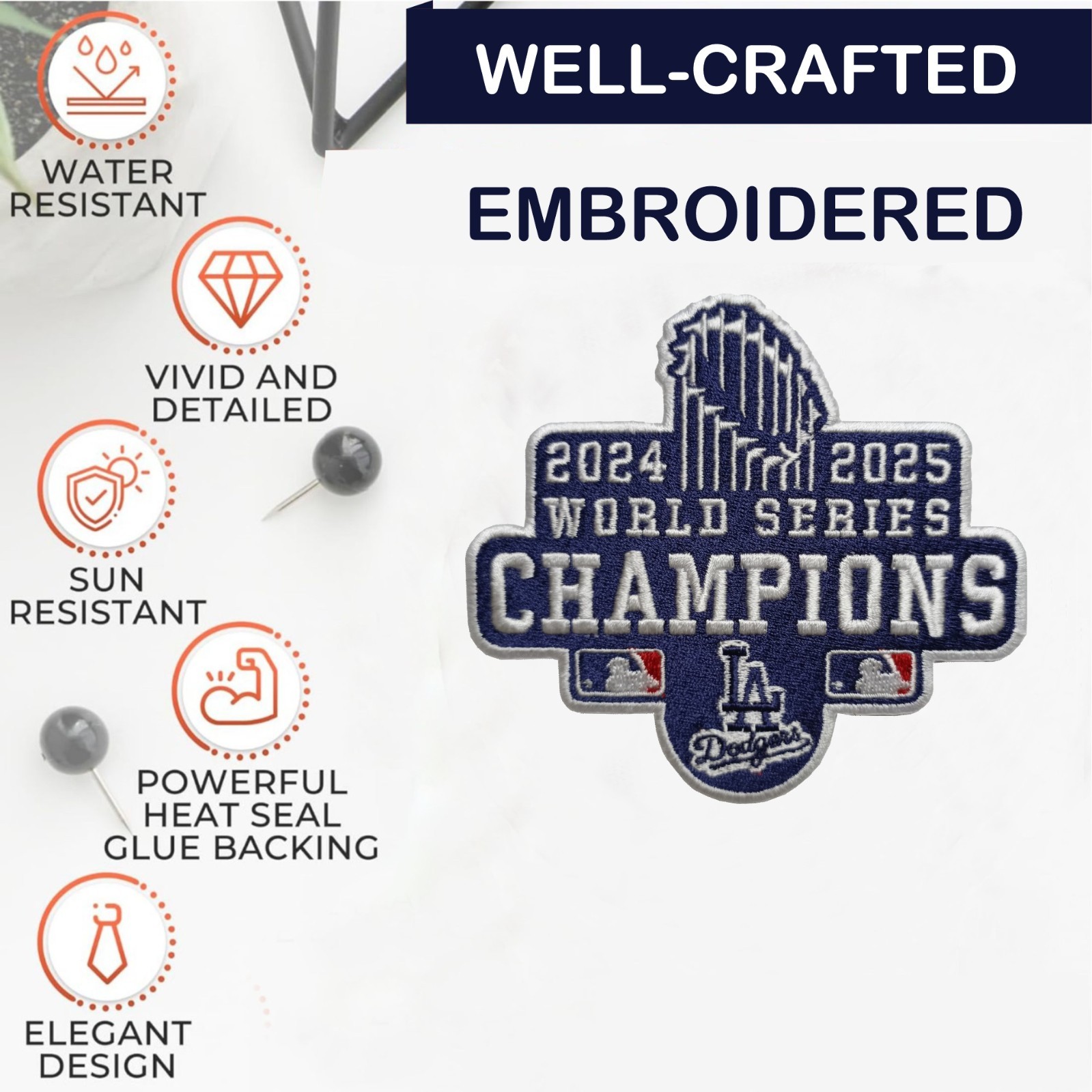 LA Dodgers 2024-2025 World Series Champion Iron On Patch-Sew Patch-Embroidered