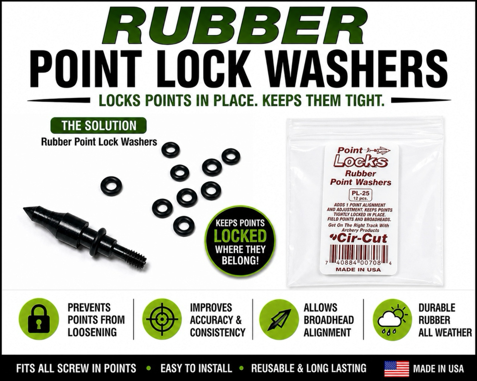 12 Arrow Point Lock WASHERS Broadhead Field Points Archery * FREE SHIPPING *