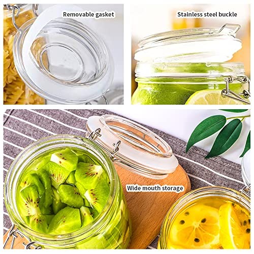 32oz Glass Food Storage Jars with Airtight Clamp Lids,Set of 4 34oz–4 Pack