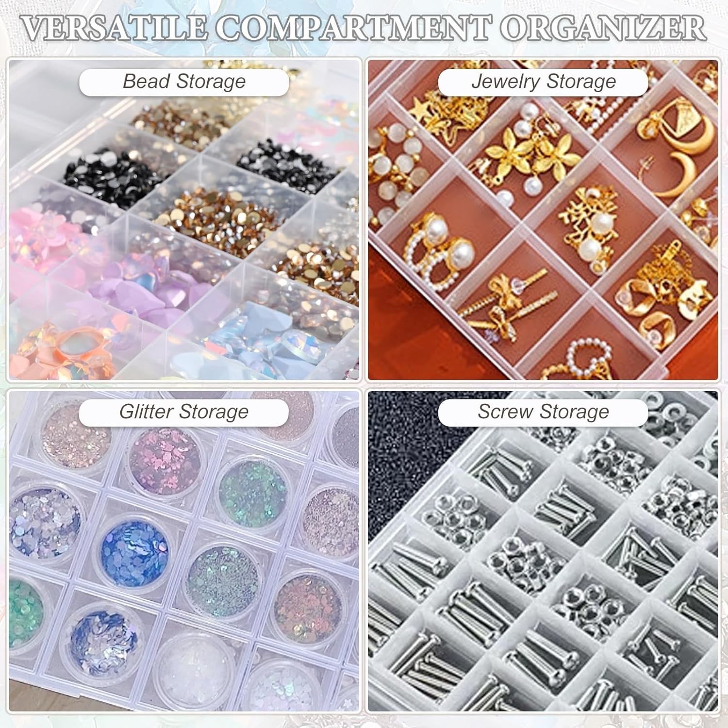 24-Grid Plastic Bead Organizer Case for Jewelry, Crafts & Small Parts Storage