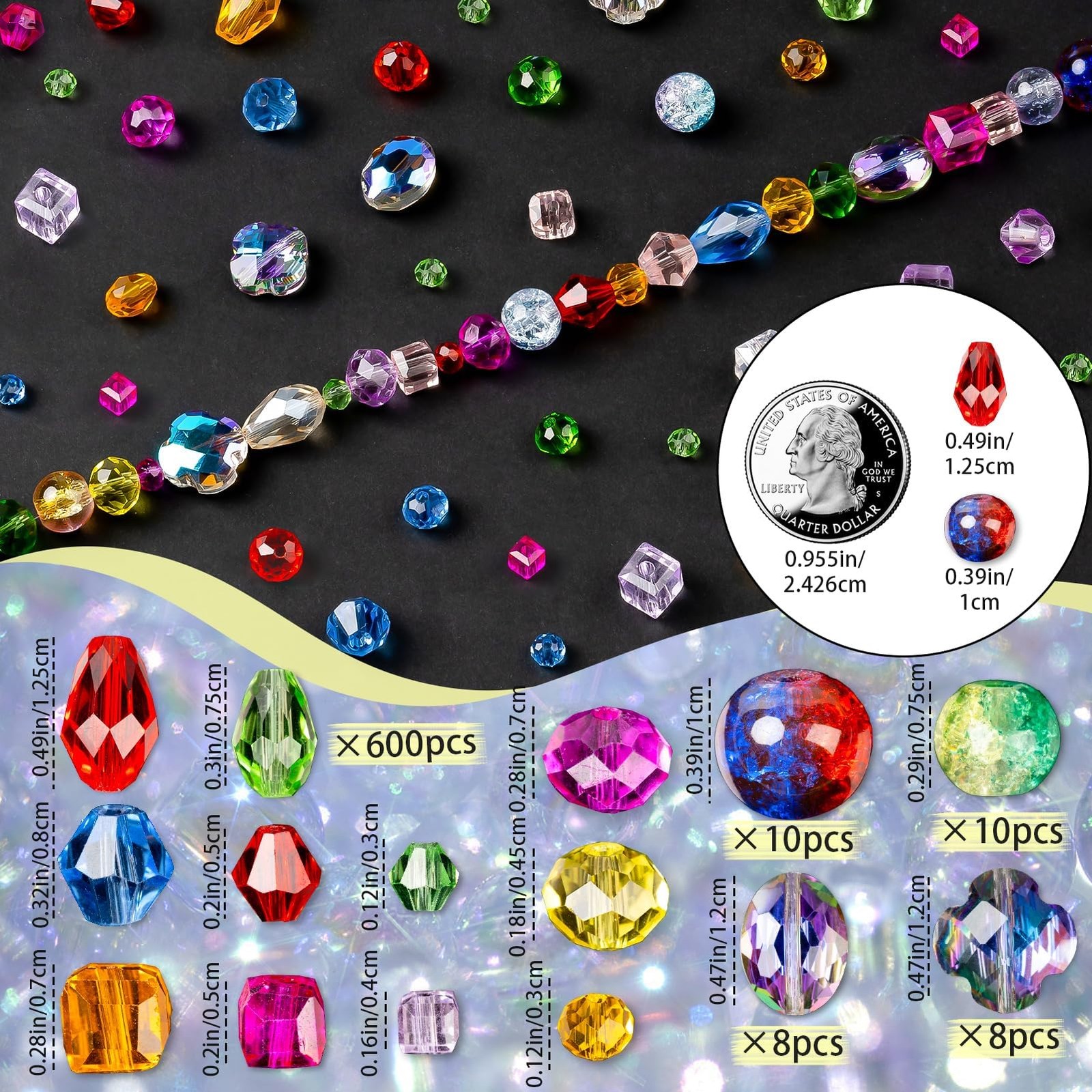 Glass Beads Bulk for Jewelry Making, Suncatchers, Crafts, Crystal Beads