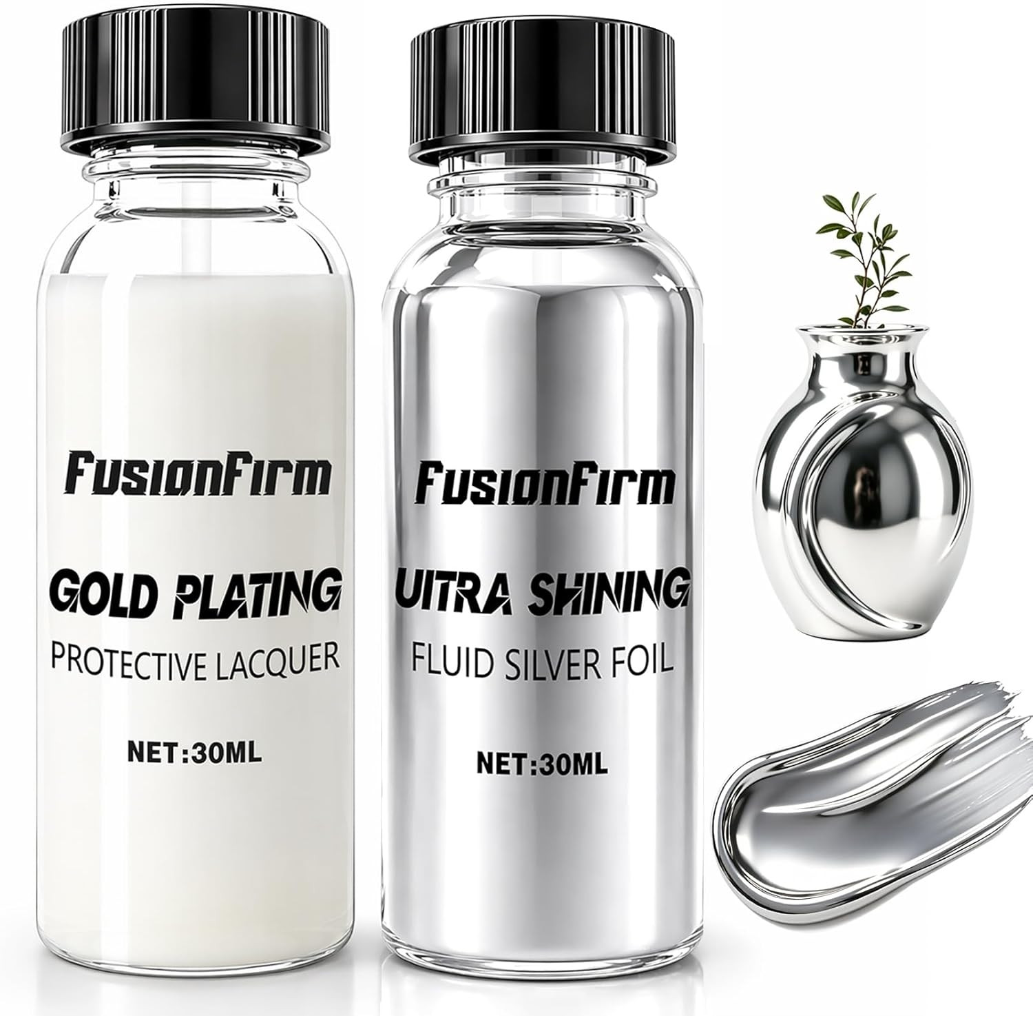 Liquid Leaf Paint – Alcohol-Based Airbrush Paint – High Gloss Finish Silver 1 Fl