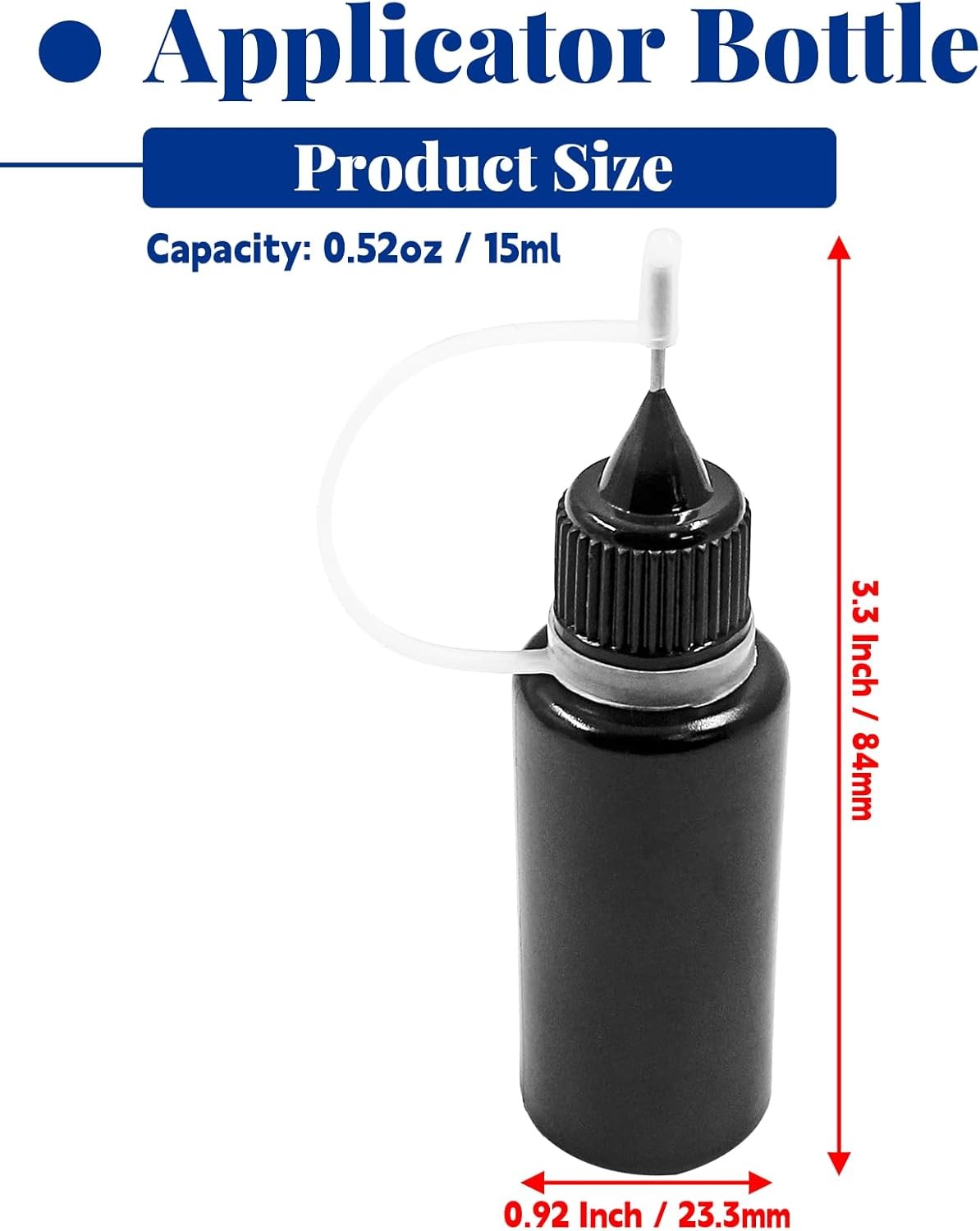 Hordion 12Pcs 0.5 Oz/ 15ml Black Precision Tip Applicator Bottle, 10ml Glue Appl