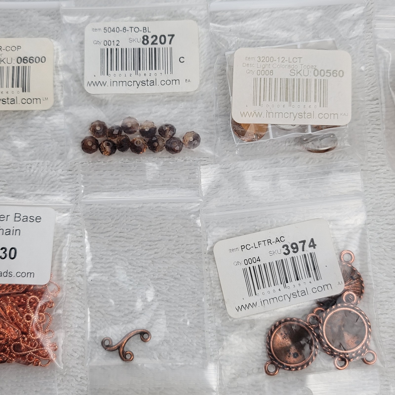 Swarovski Crystal Bead Lot Copper Rose Gold Tone Findings Chain Mixed Qty