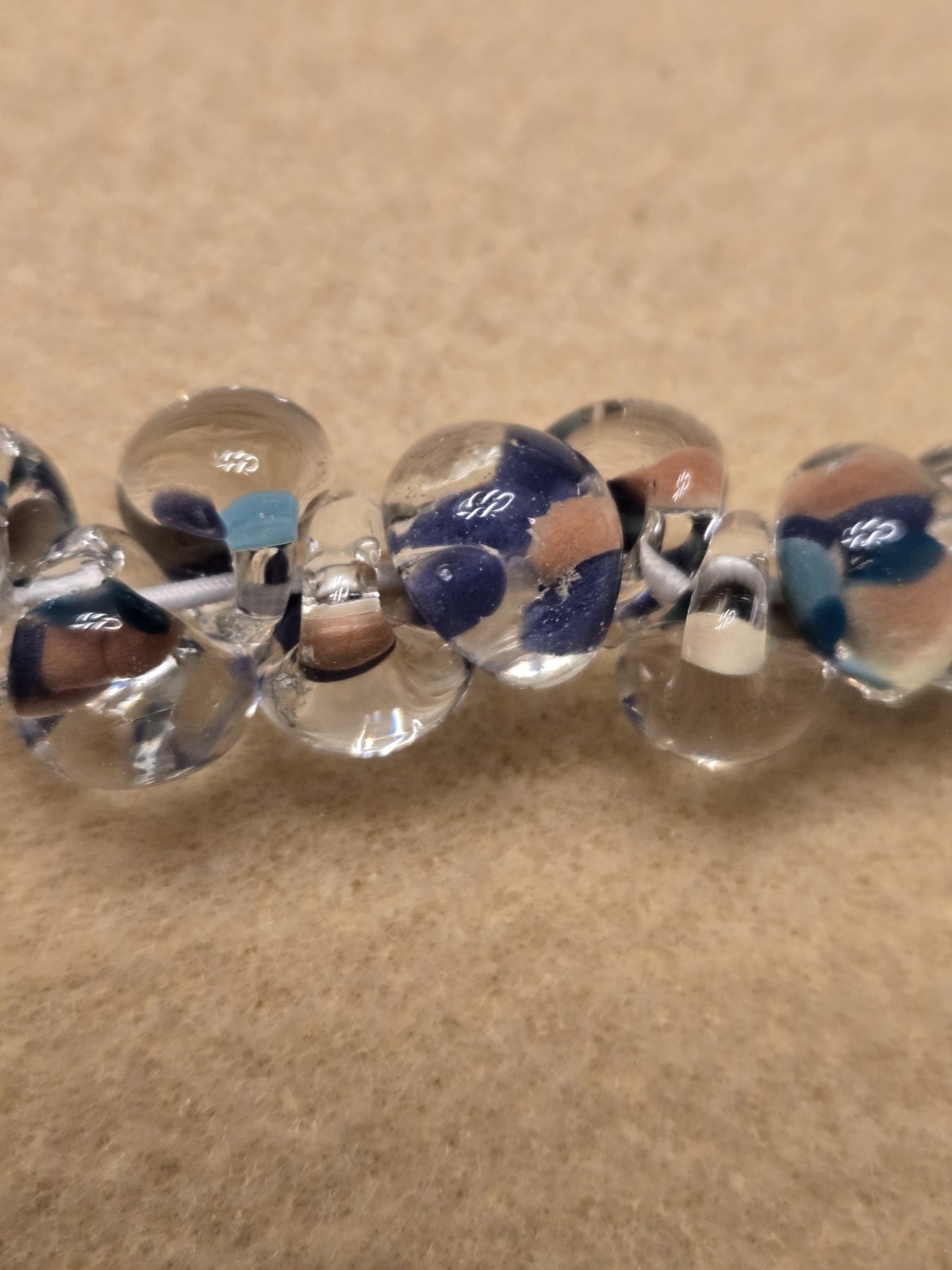 Unicorne Teardrop Glass Bead Strand, 9-10mm, Blue/Peach Multi, 23 Per Strand