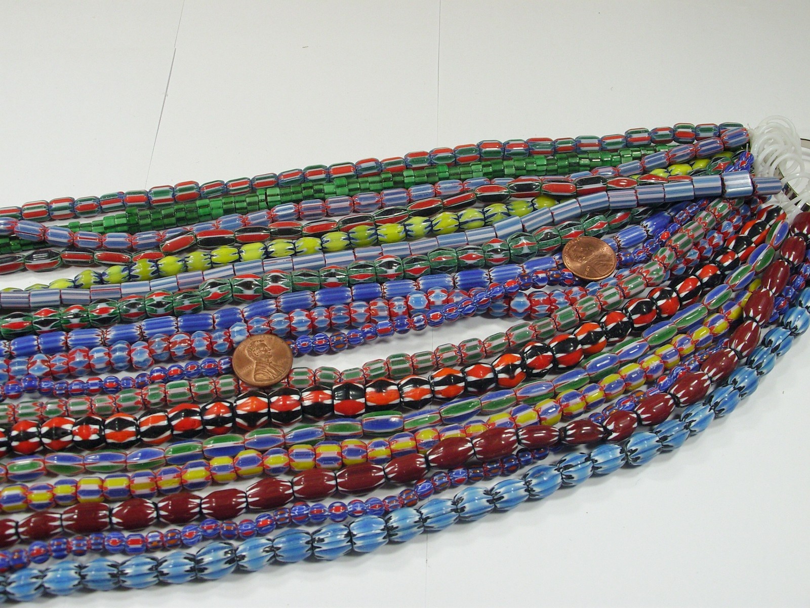 15 Strands 15″ Assorted India Handmade Chevron Glass Beads Bulk Lot (QZP-7)
