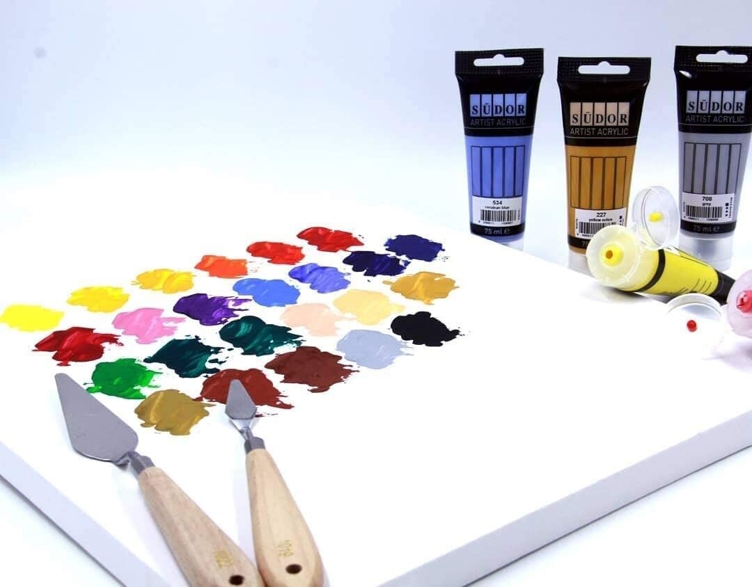 Südor Acrylic Paint Set of 12Colors – Waterproof, Vibrant, Non-Toxic for Artists