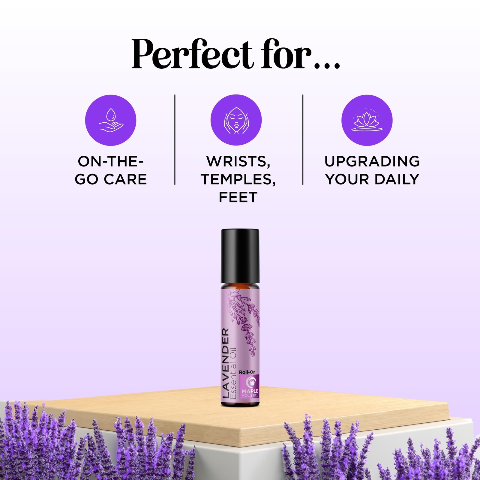 Lavender Essential Oil Roll On – Calming 0.33 Fl Oz (Pack of 1), Clear
