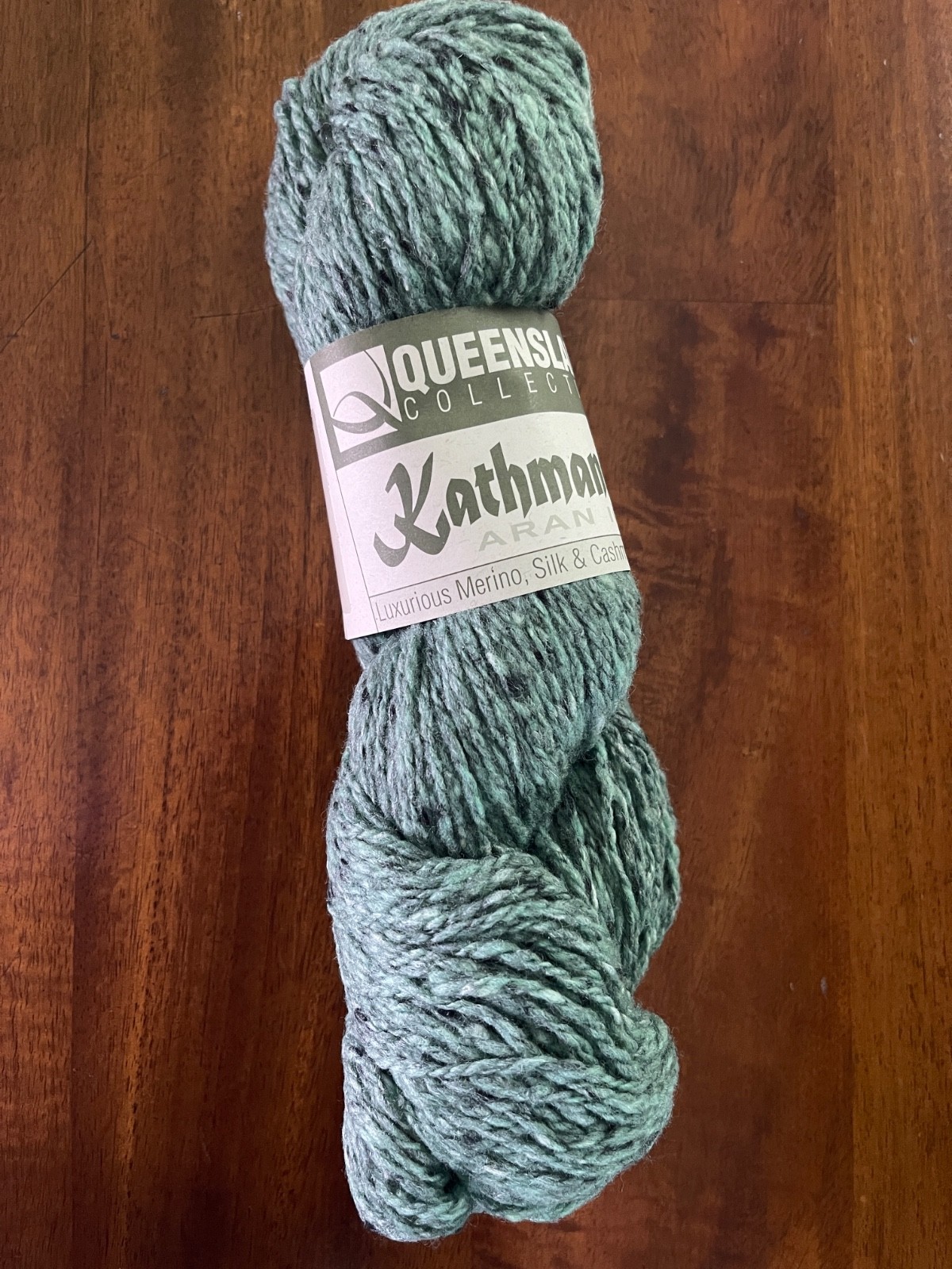 Queensland Kathmandu Aran 100 Merino Silk Cashmere Tweed Yarn #46 Viridian 208yd