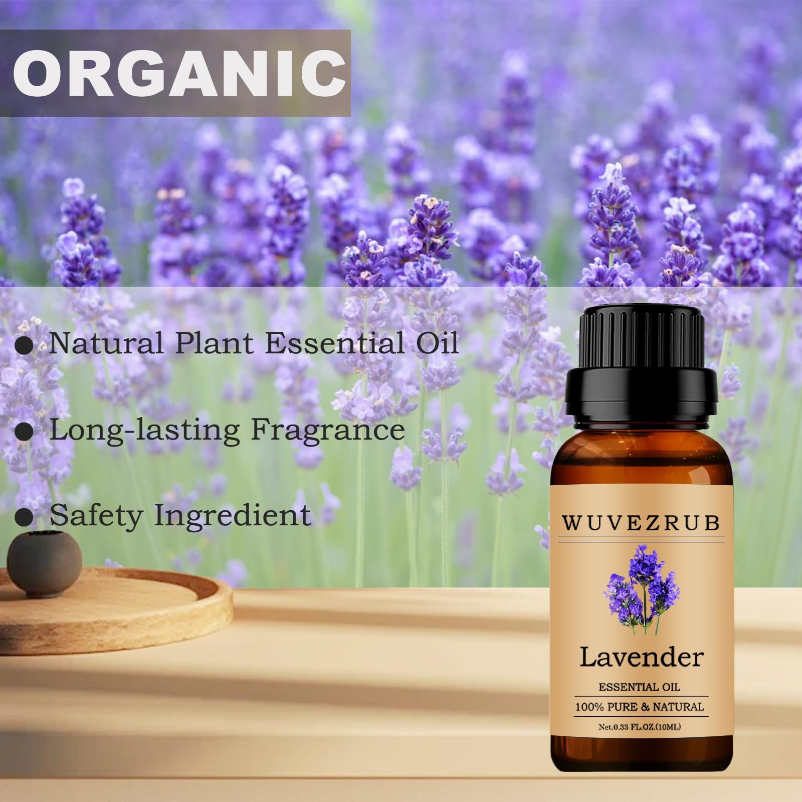 Wuvezrub Lavender Essential Oil 10ML – 100% Pure and 0.33 Fl Oz (Pack of 1)
