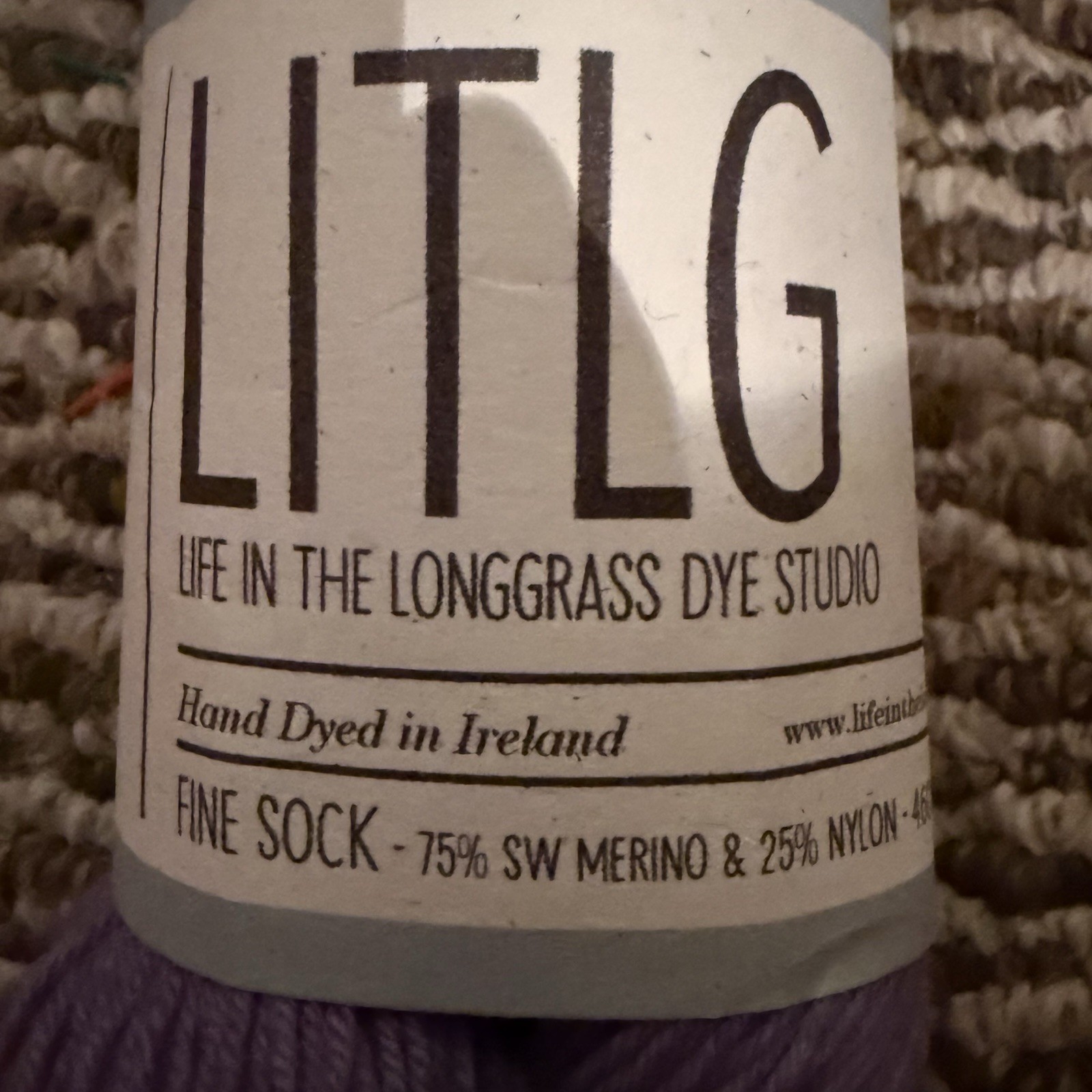 Litlg Yarn Fine Sock Hand Dyed Merino Nylon Purple Linen 460yds 100g