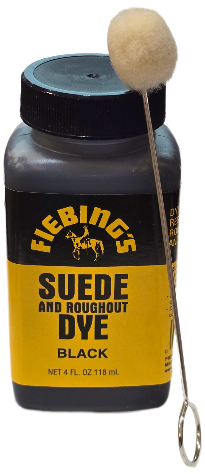 FIEBINGS BLACK Suede Dye 4 oz. with Applicator for Shoes Boots Bags NEW