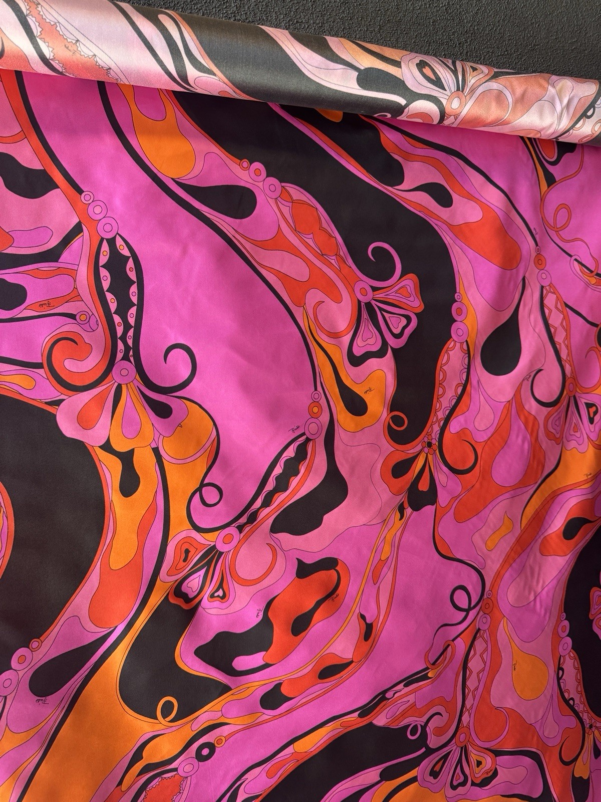 Italian Deadstock 100% Silk Twill 60 GSM Fabric By The Yard Emilio Pucci Logo