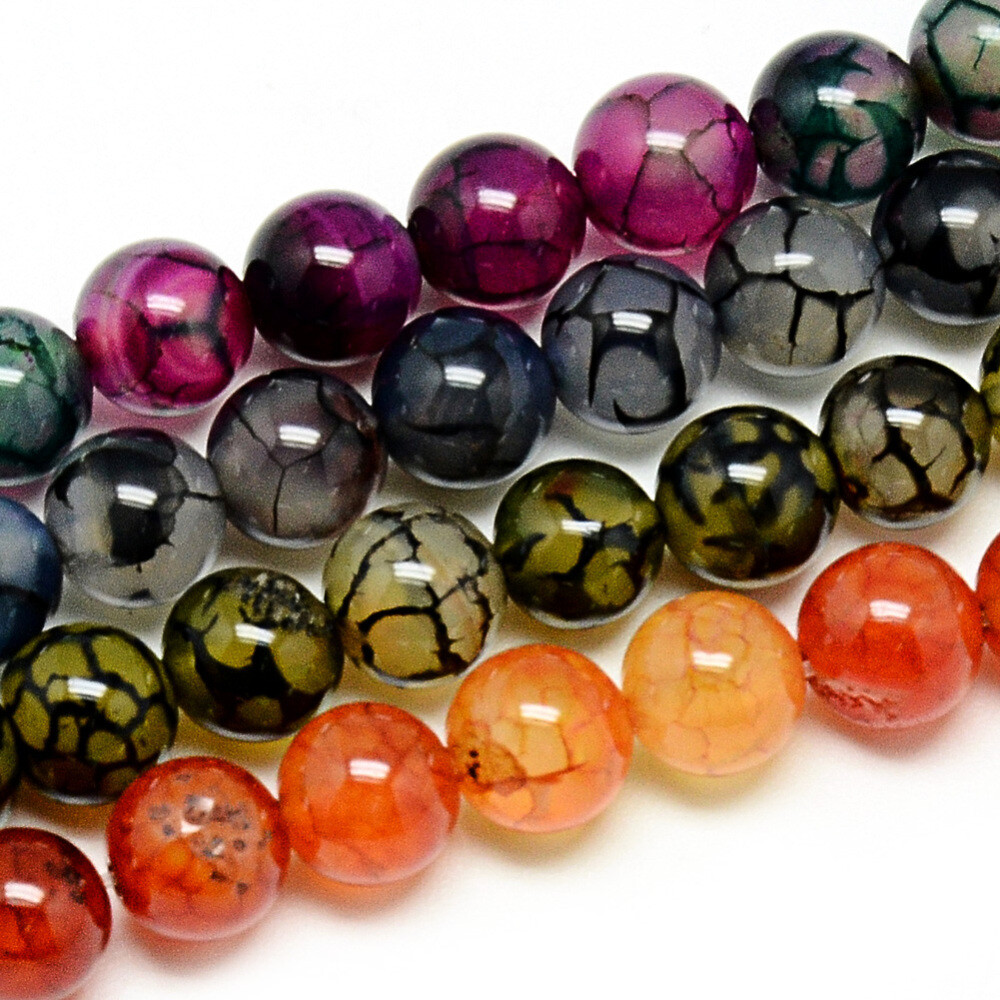 20 Dragon Vein Agate Gemstone Beads 8mm Natural Jewelry Making Supplies Mixed