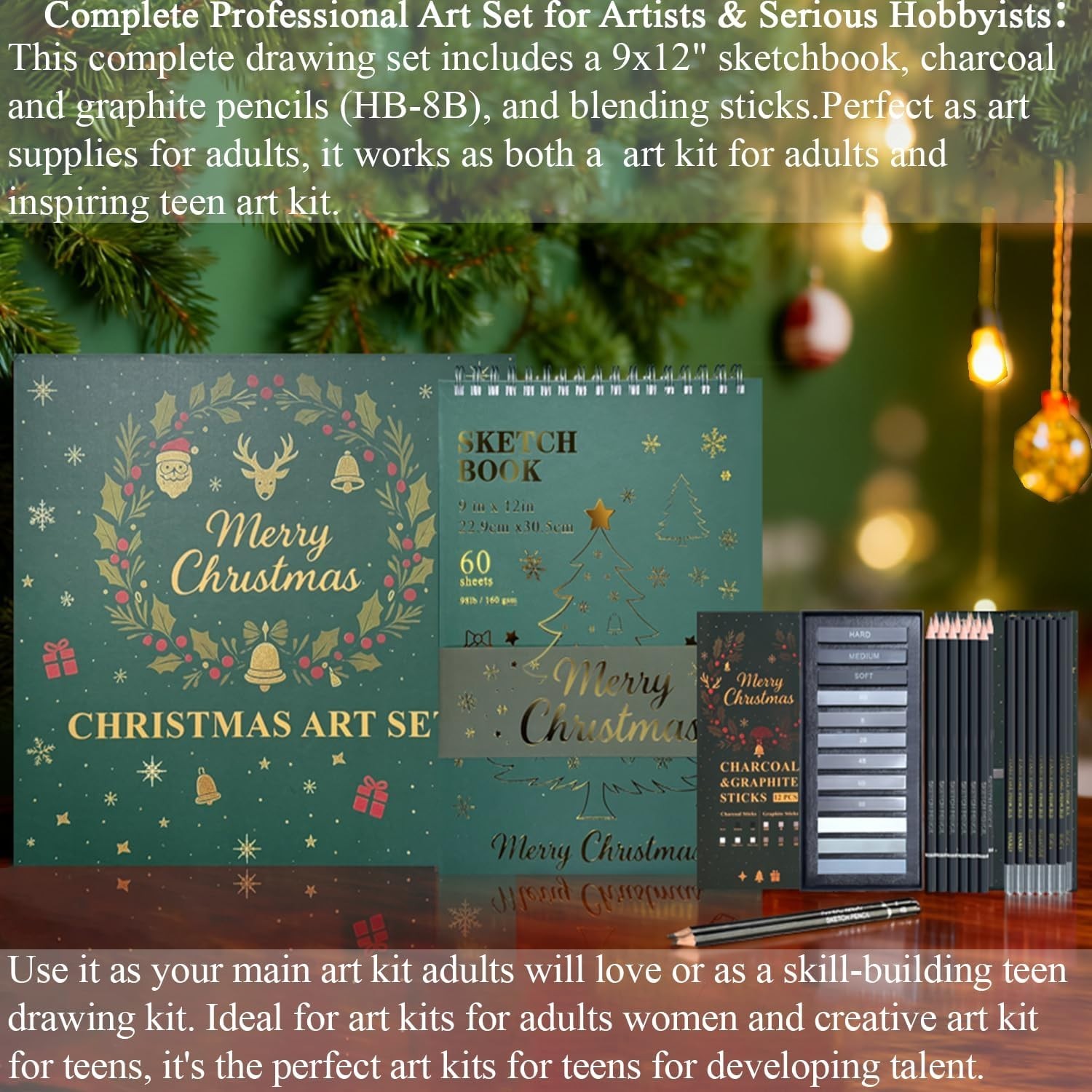 All-in-One Drawing Set: Sketch Book, Pencils & Blending Tools for All Ages