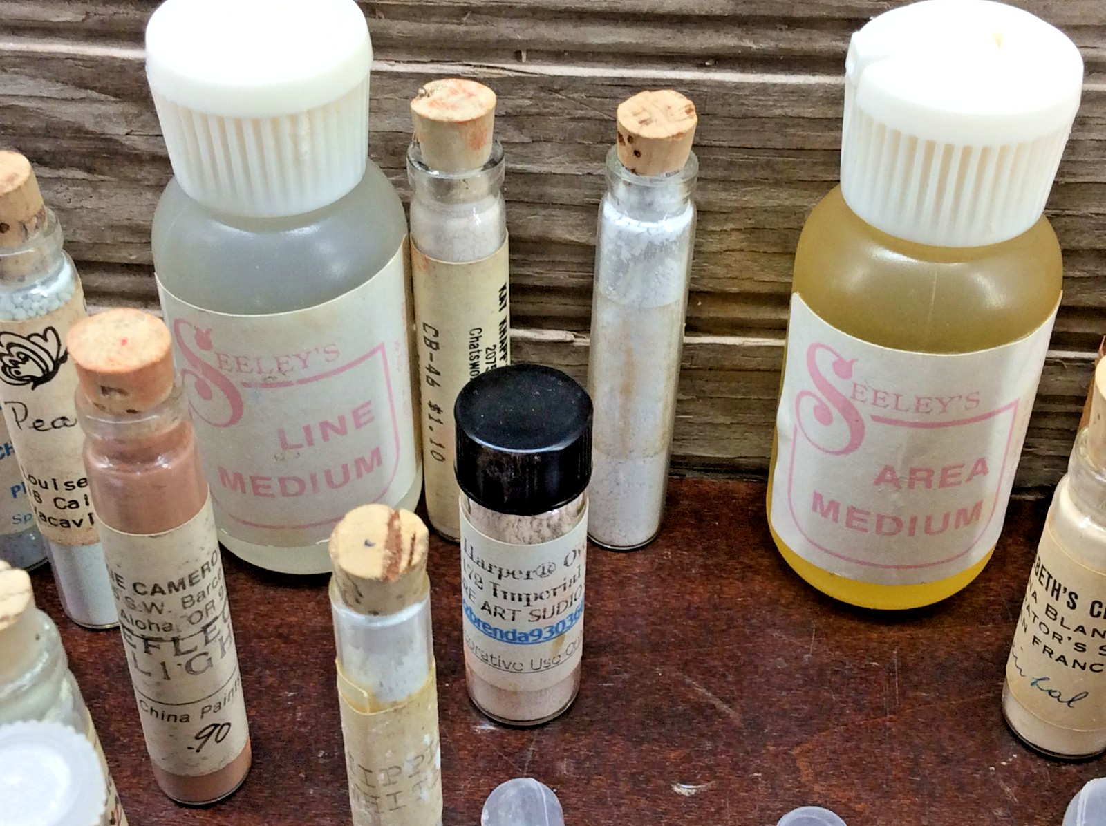 China Powder Paints Mixed Lot Of 38 Various Colors Vials Oils Droppers Vintage