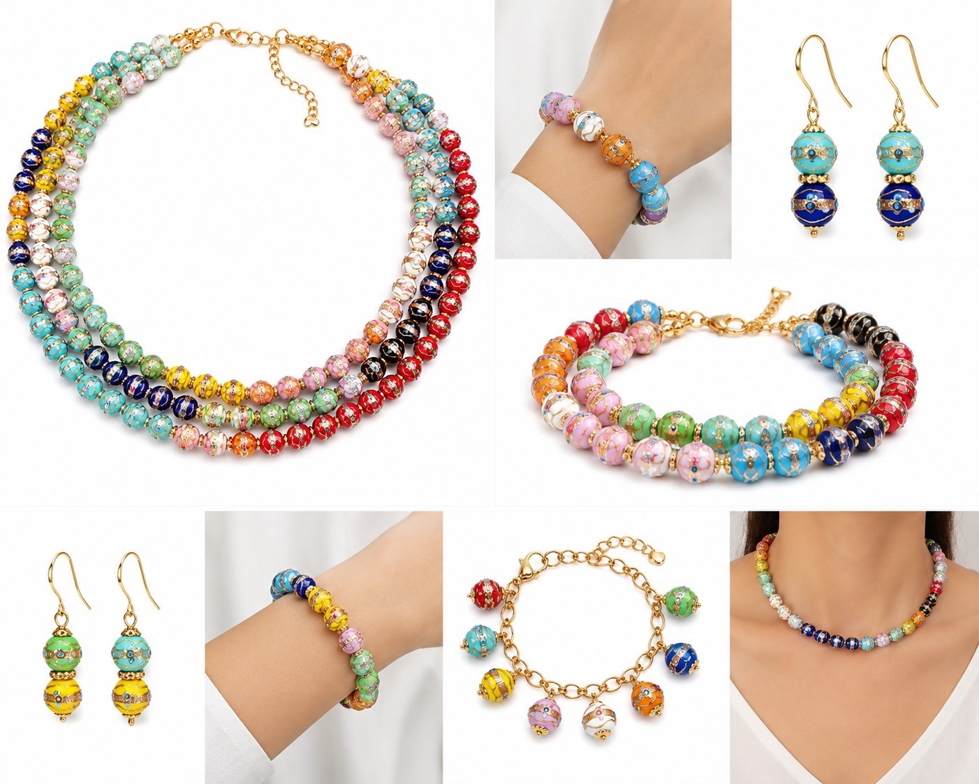 12 Strands Wedding Cake Beads 8mm, Opaque Multi Color, Duty Paid Door Delivery.