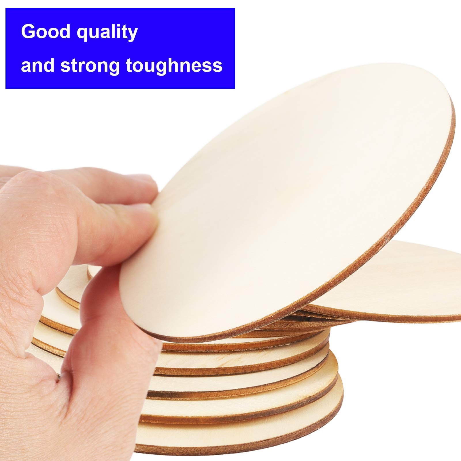 KOHAND 100 PCS 5 Inch Wood Circles, Round Wood Discs for Crafts, Wooden Circl…