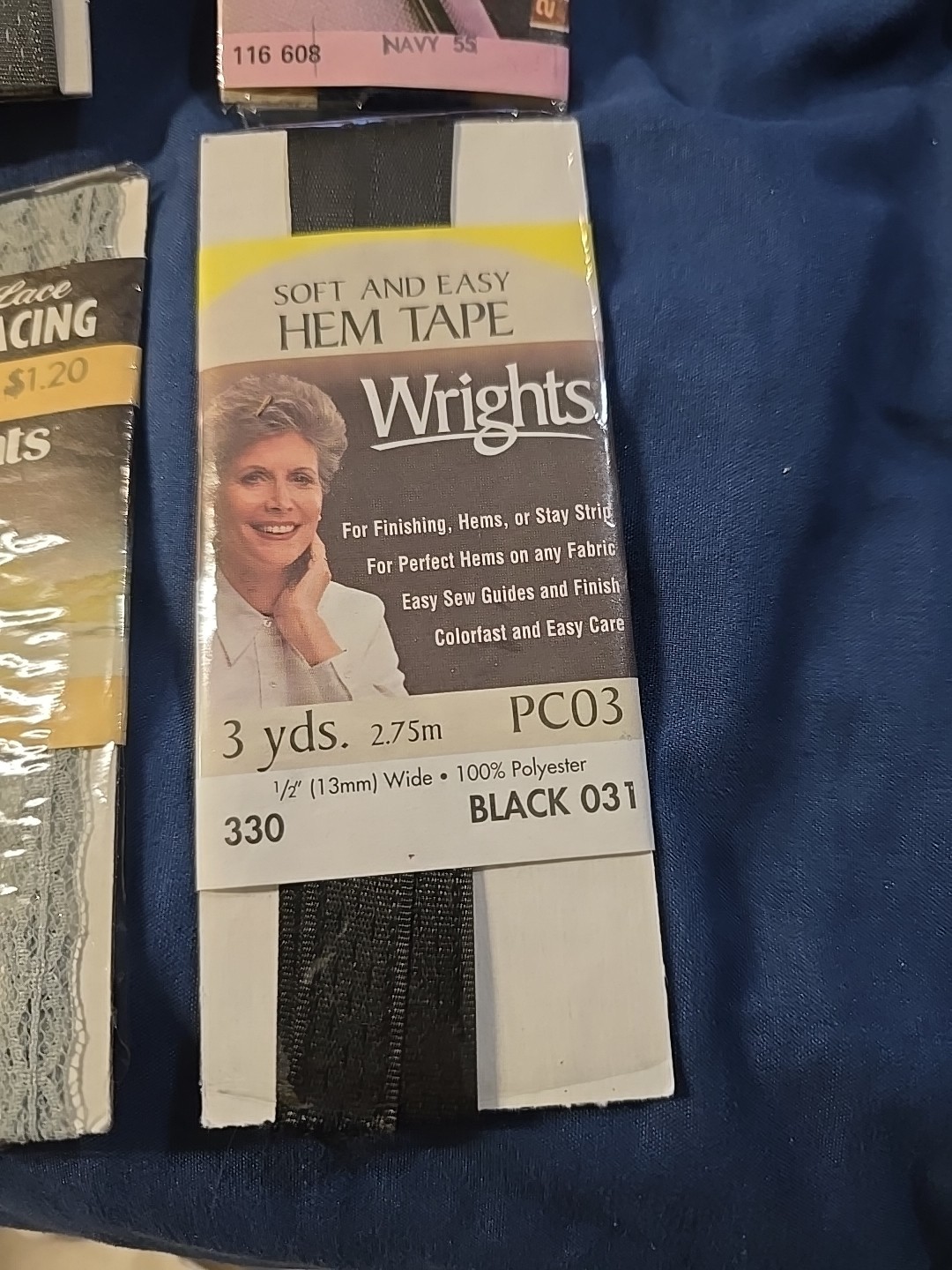 6 Pack Hem Tape Lot – Assorted Colors & Styles None Sealed All Used Lace & Solid