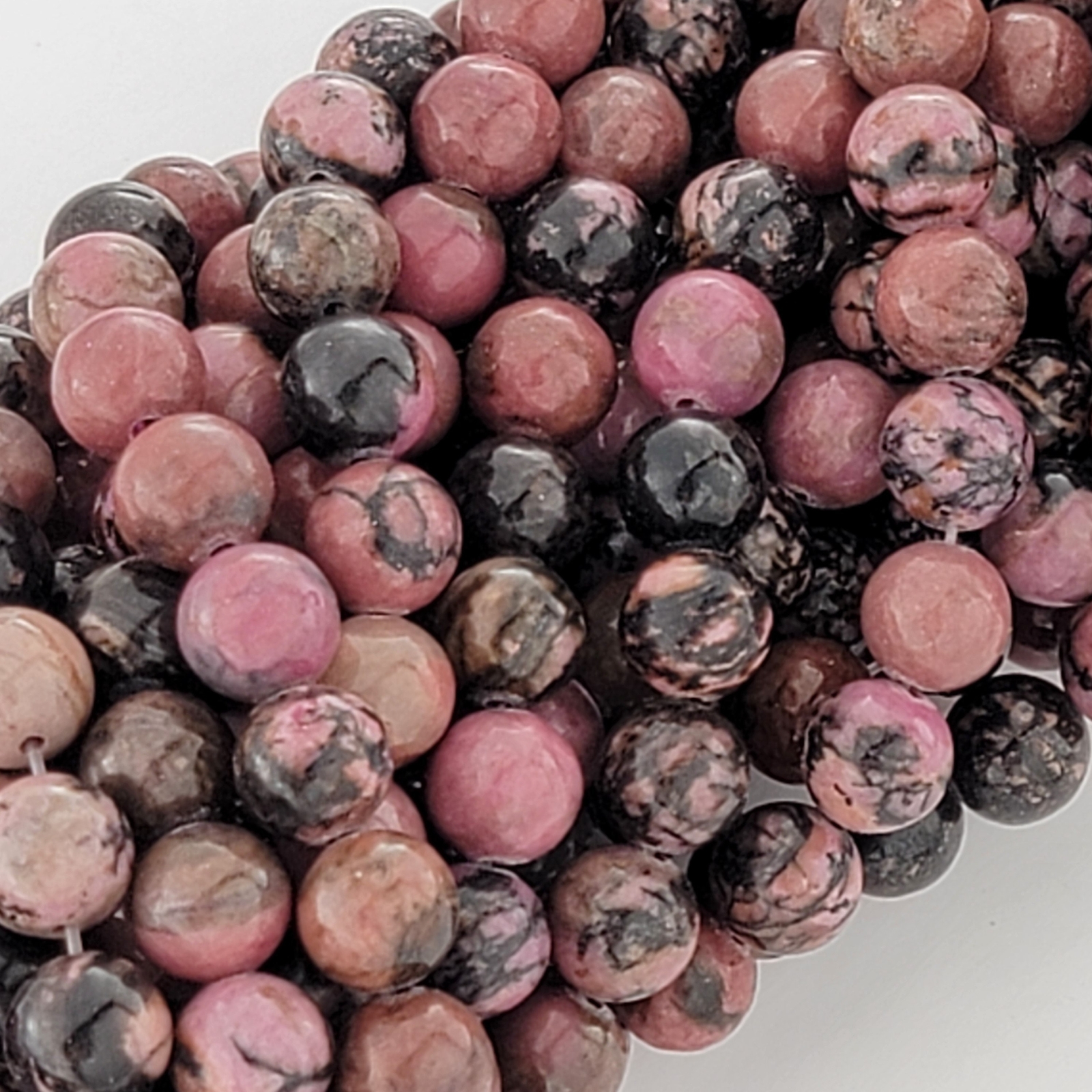 Rhodonite Beads Pink Gray Gemstone Natural Smooth Crystal round 6Mm 8Mm 10Mm