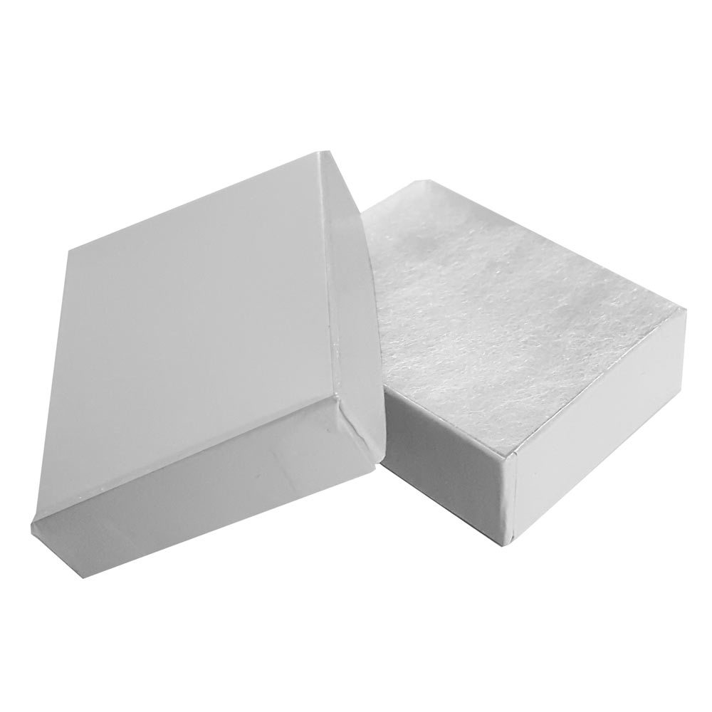 Glossy White Cotton Filled Cardboard Box Jewelry Gift Boxes ~ 100, 200, 500