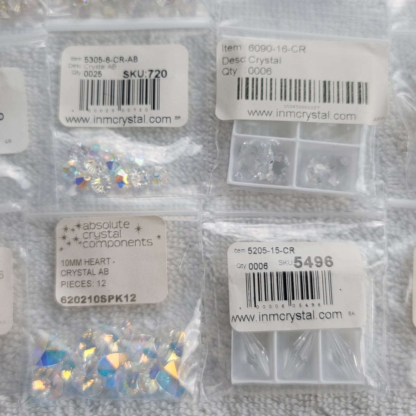 Swarovski Crystal Bead Lot Clear AB Drop Heart Cube/Mixed Qty 4841 5205 5305