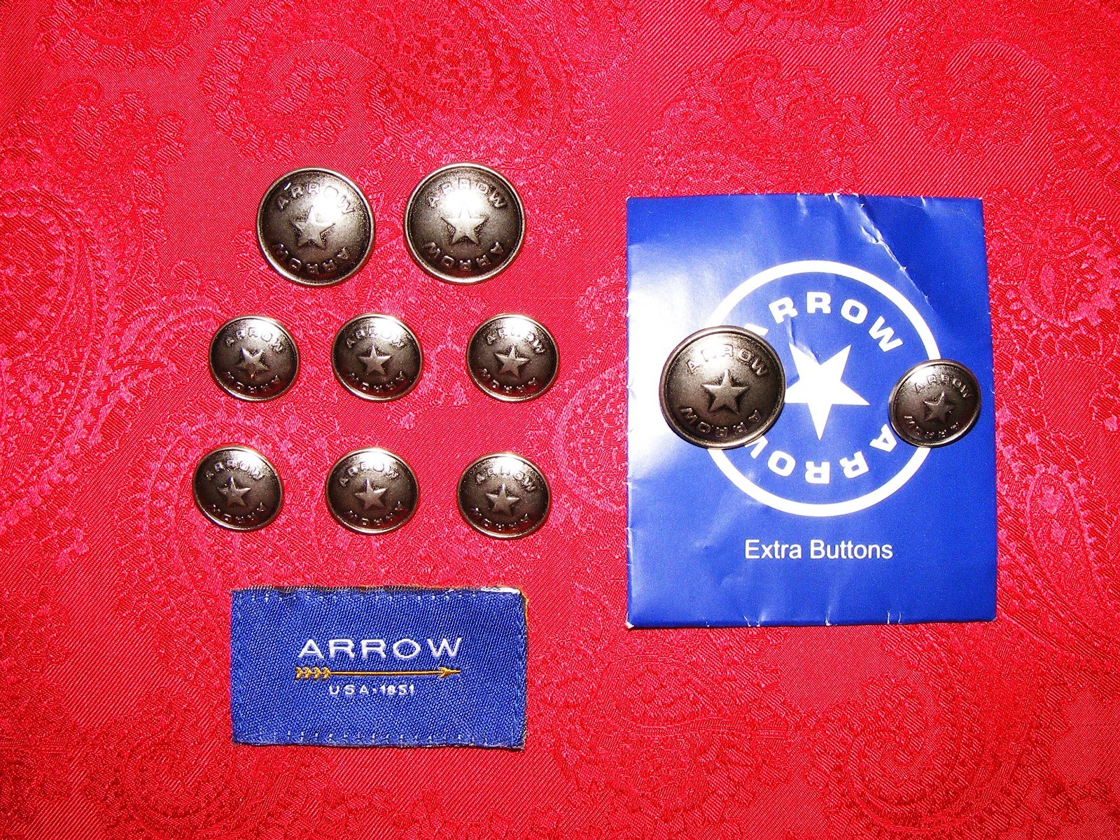 ARROW SIGNATURE STAR SHEILD REPLACEMENT BLAZER METAL FULL BUTTON SET EUC