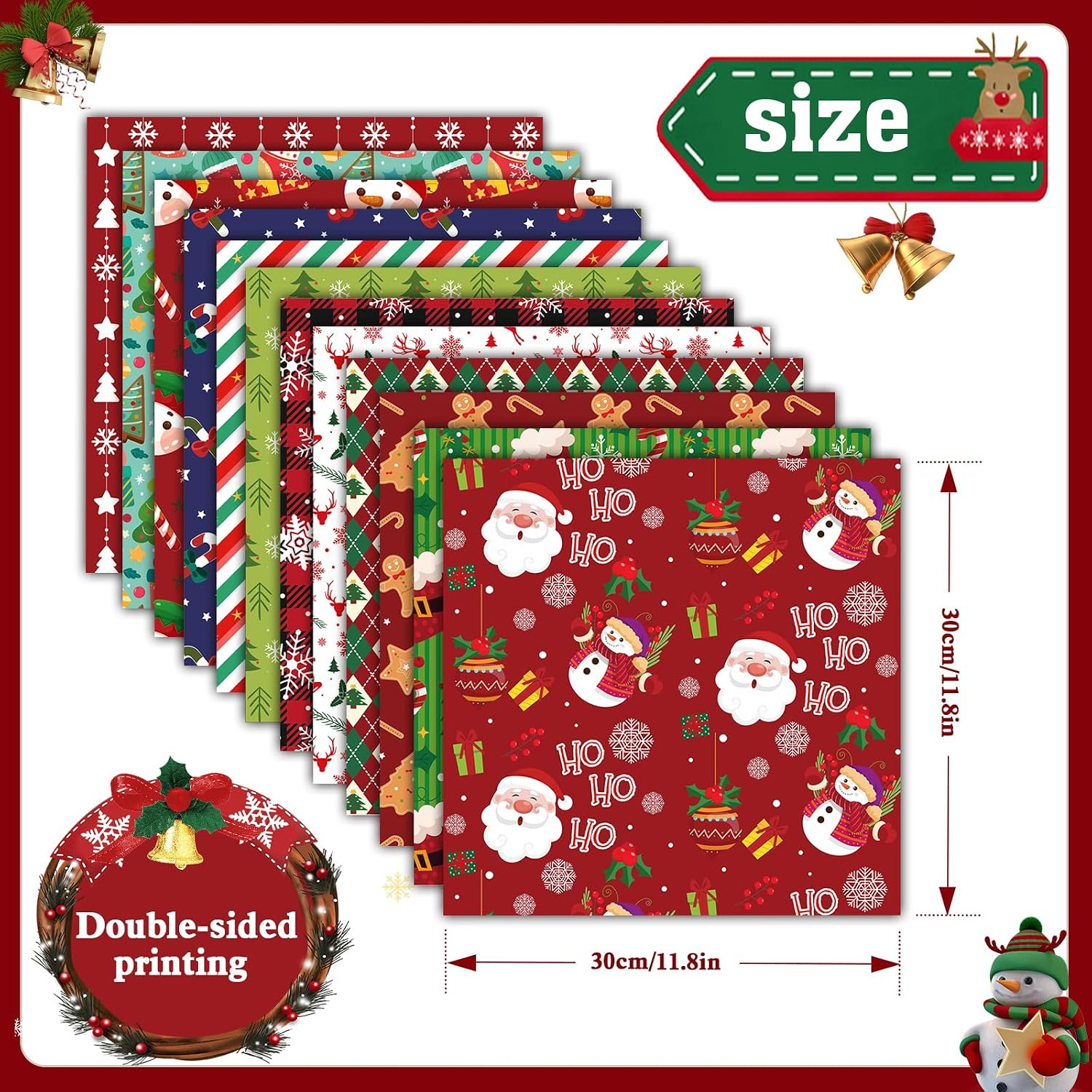 24 Sheets Christmas Scrapbook Paper 12X12 Double Sided Pattern Paper