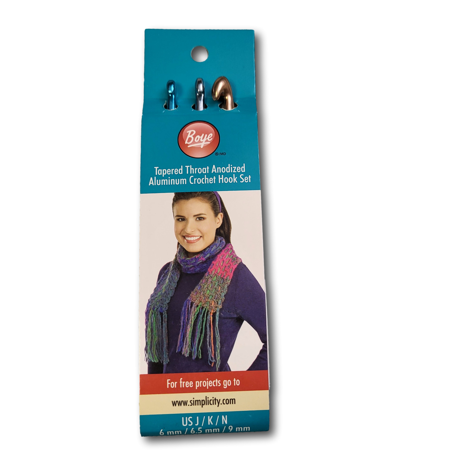Crochet Hook Set J/K/N Hooks 3-Piece Tapered Throat Anodized Aluminum by Boye