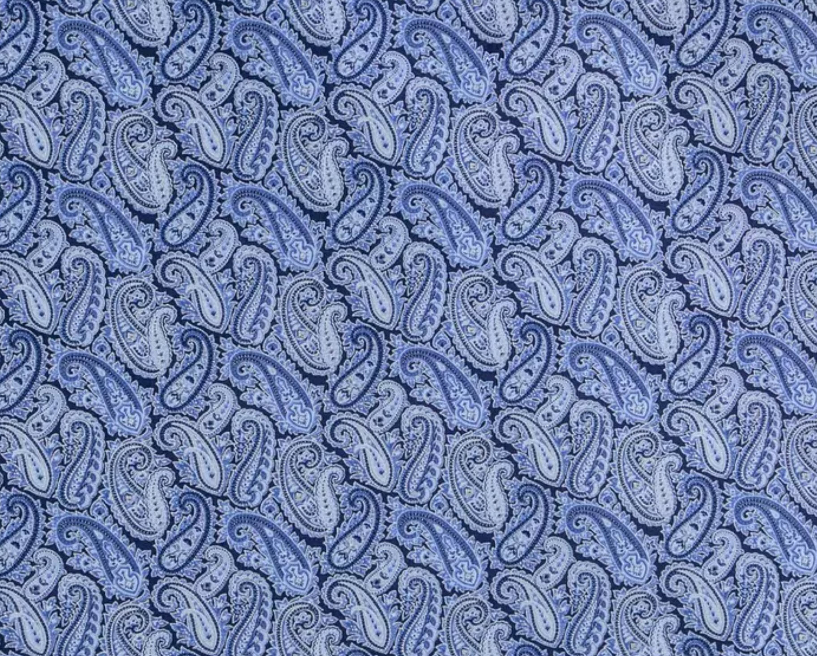 Blue Porcelain Paisley Fabric Blue & Silver Metallic Cotton Quilting t1/22