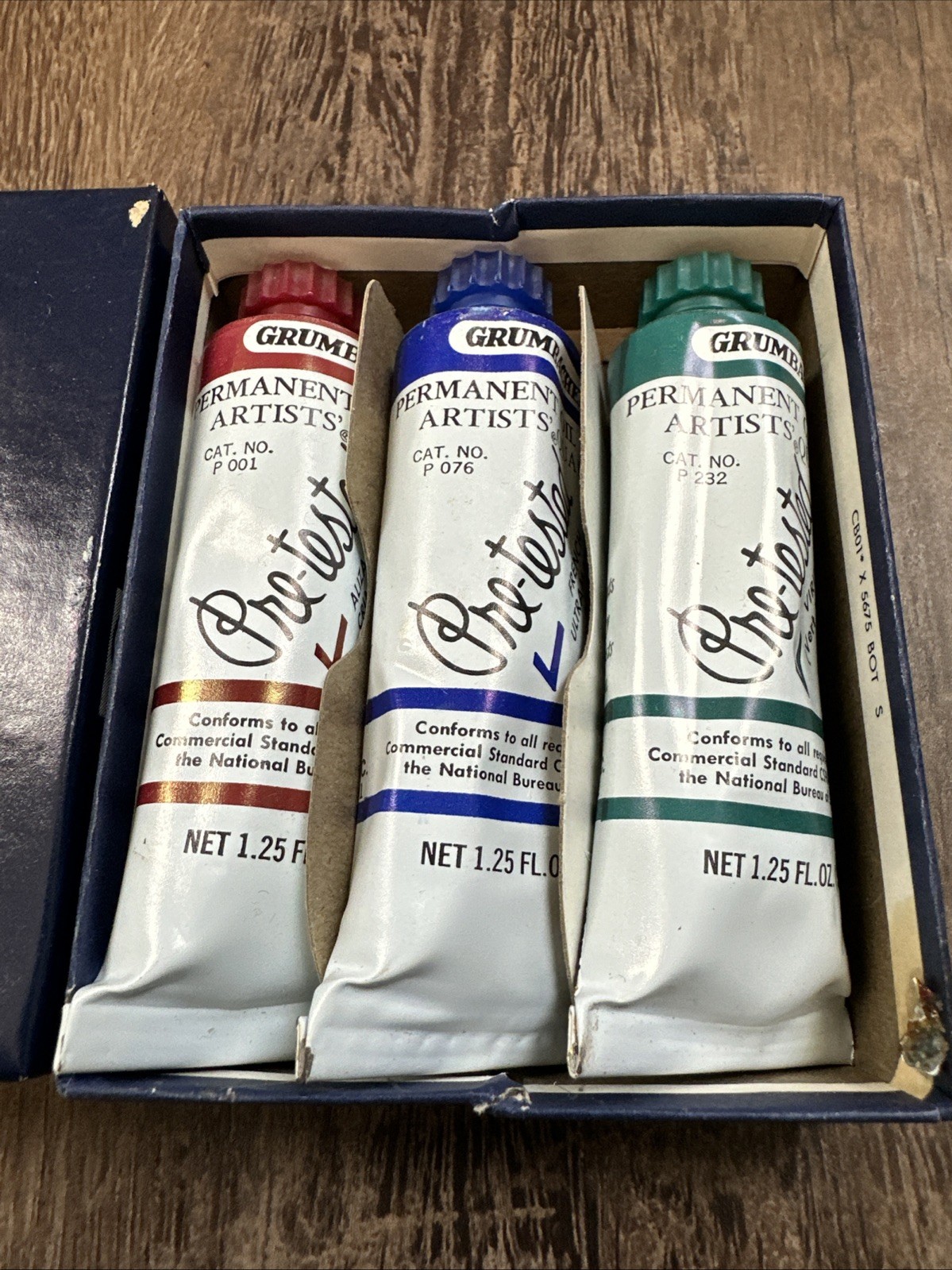 Grumbacher Pre-Tested Permanent Oil Paint Set of 3 Crimson Blue Viridian Green