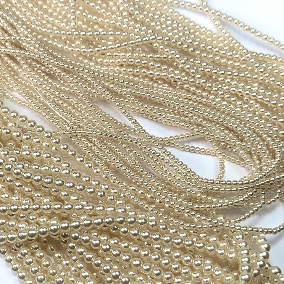 Czech Round Glass Imitation Pearls Cream Ivory Pearl color 2mm 3mm 4mm 12mm 14mm