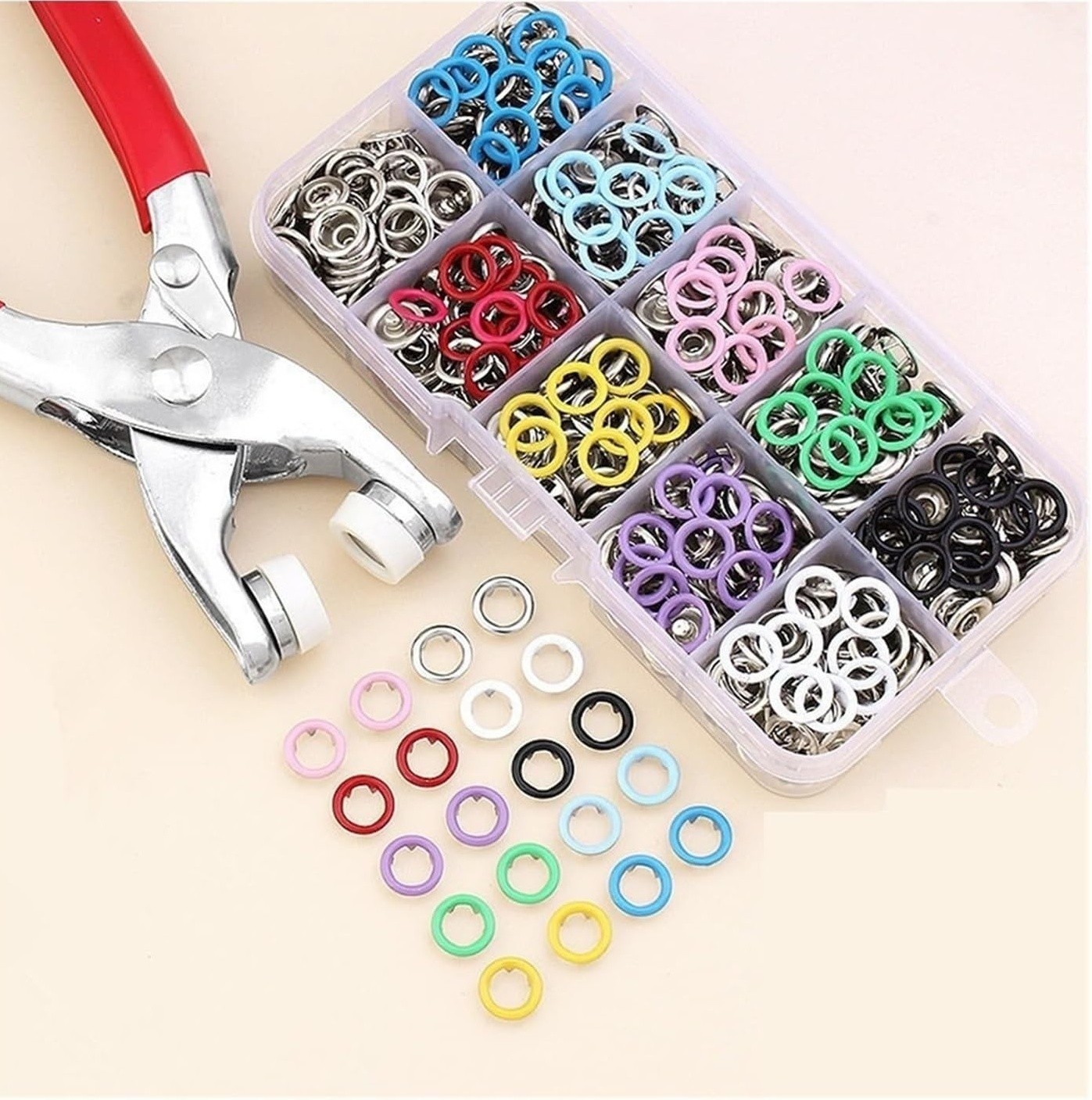 800pcs Colorful Metal Snap Button Kit w/ Hand Press Pliers Tool DIY Sewing Craft