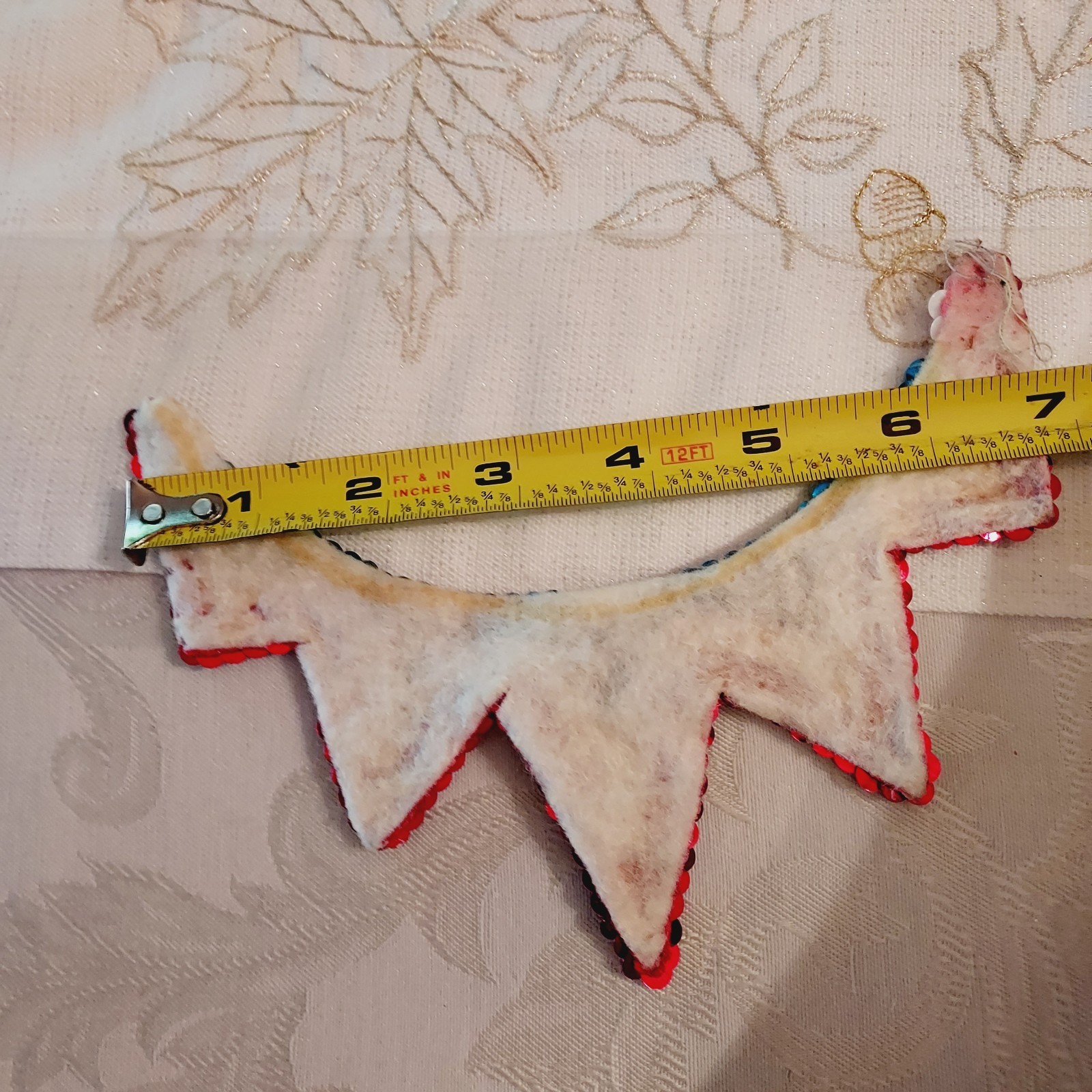 Vtg Patriotic Collar Shape Red White Blue Sequined Applique Sew Glue On – Patch