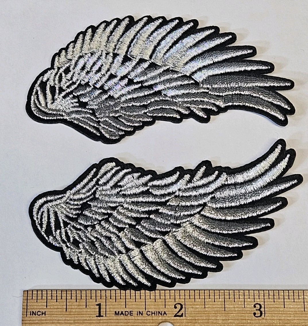 2pc Silver Wings Patch – Angel Wings Patch – Embroidered Iron On Patches