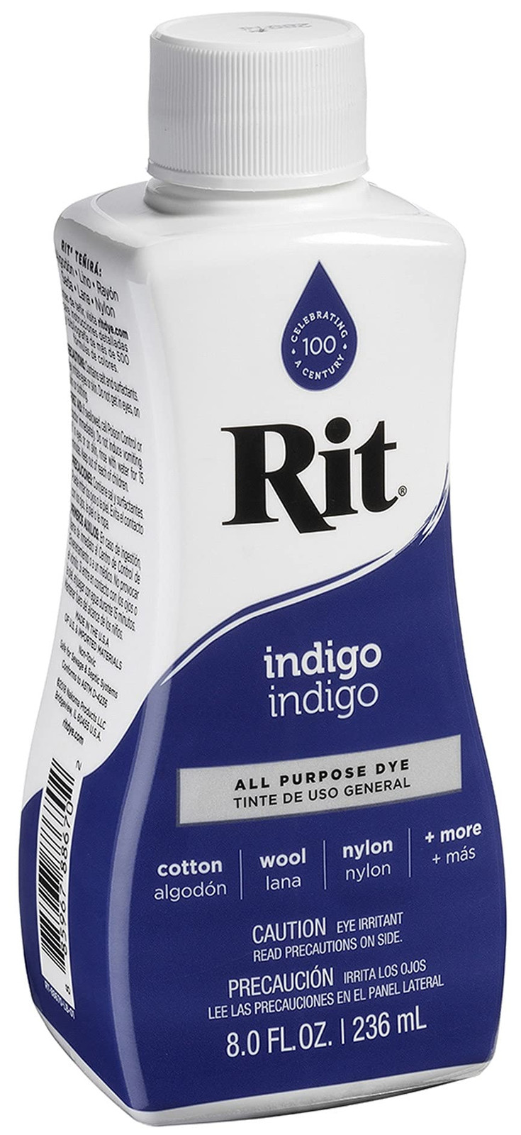Rit Indigo Liquid Fabric Dye 8 Oz Non Toxic Ideal for Cotton Wood Paper More