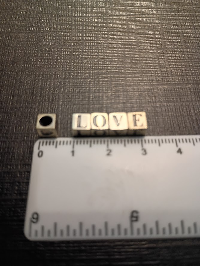 925 Sterling Silver Letter Bead Heart Bead Alphabet Charm Large Hole 5mm DIY