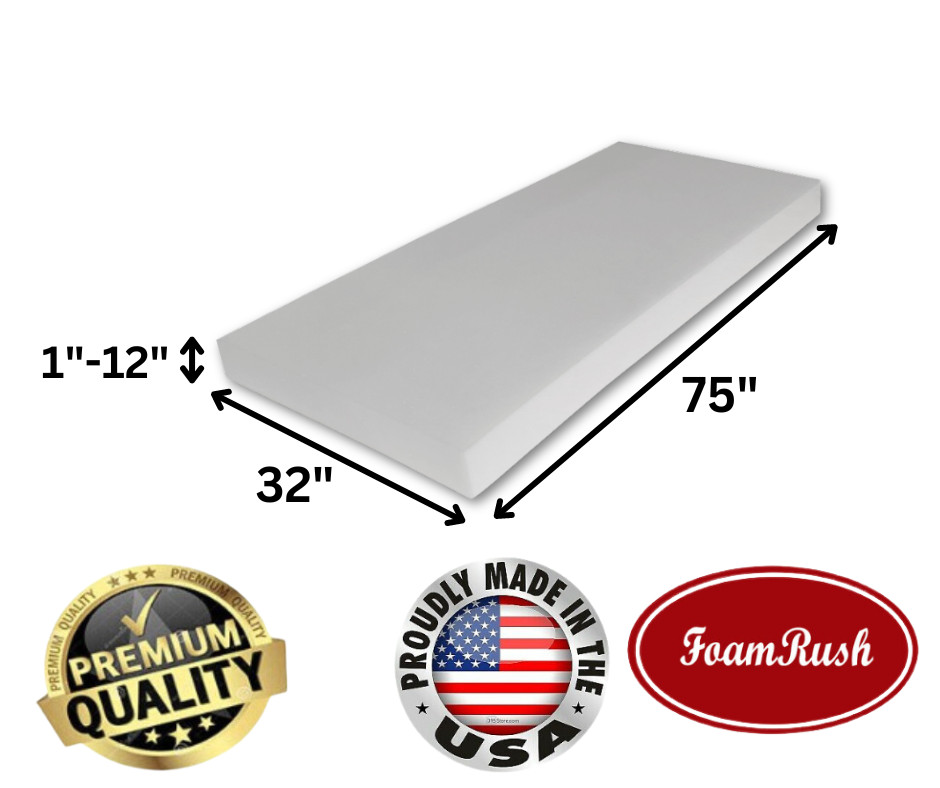 FoamRush Bunk( 32″ x 75″) High Density Foam Mattress Replacement Medium Firm USA