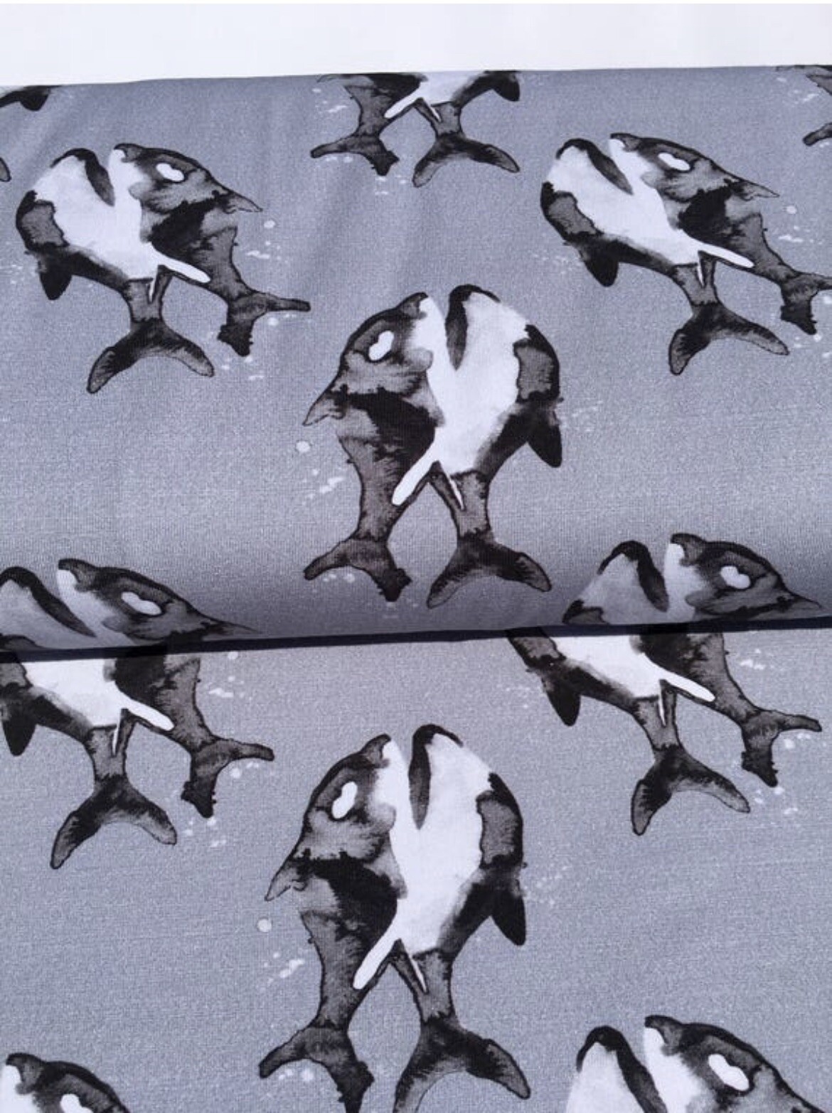 European organic cotton jersey fabric-whales-By The Yard