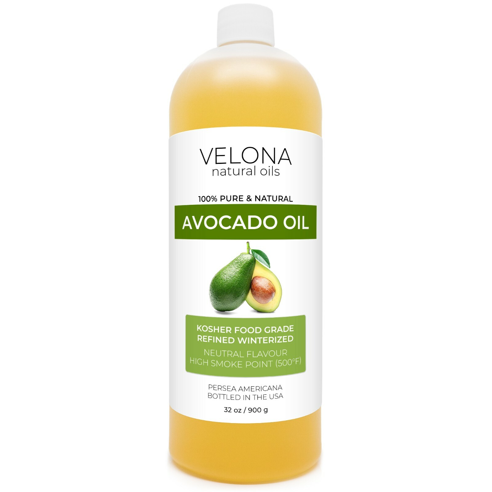 Avocado Oil by Velona – 32 oz, Refined, Cold Pressed, Hair Body and Skin Care