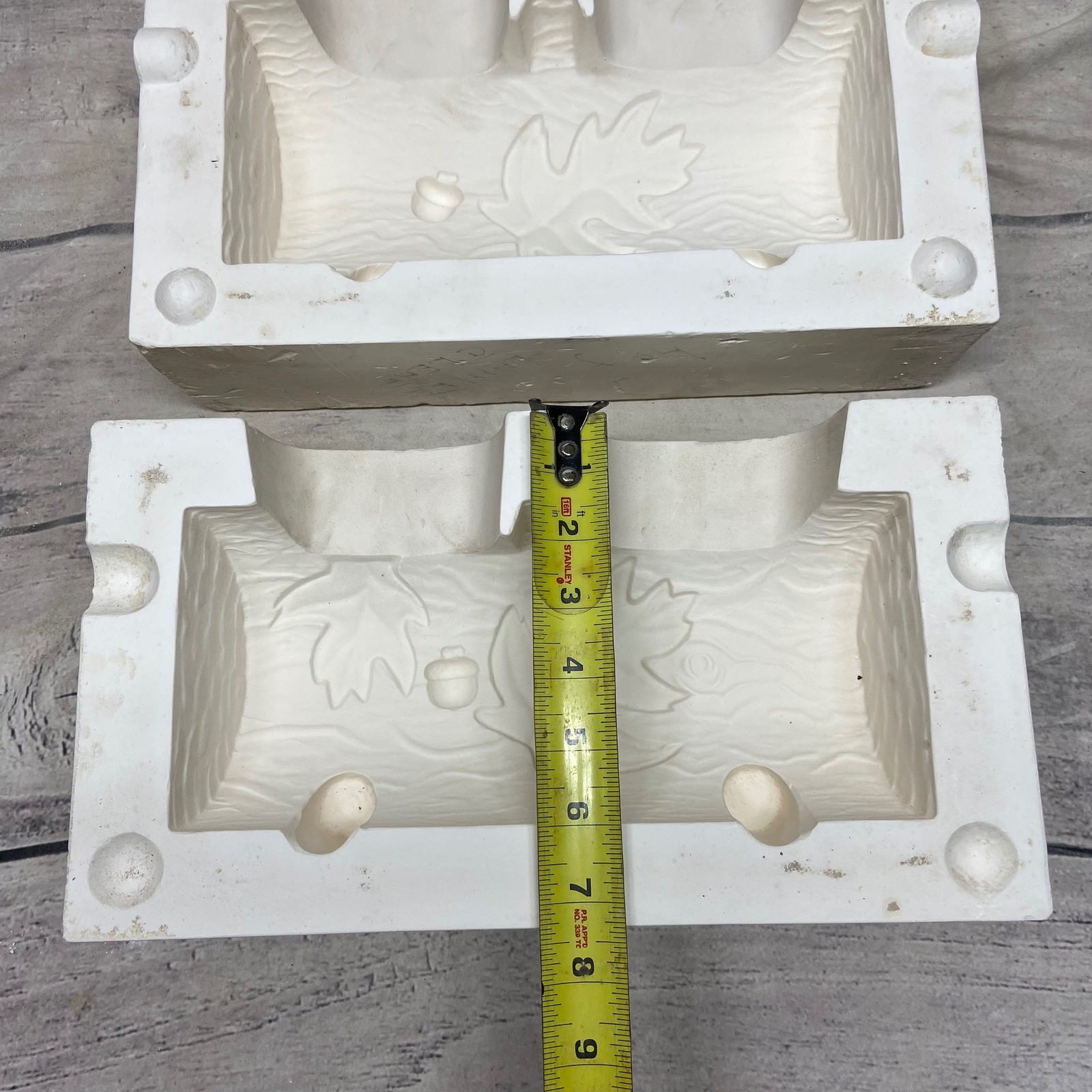 Vintage Ceramic Slip Casting Mold Log Planter with Oak Leaf and Acorn Detail