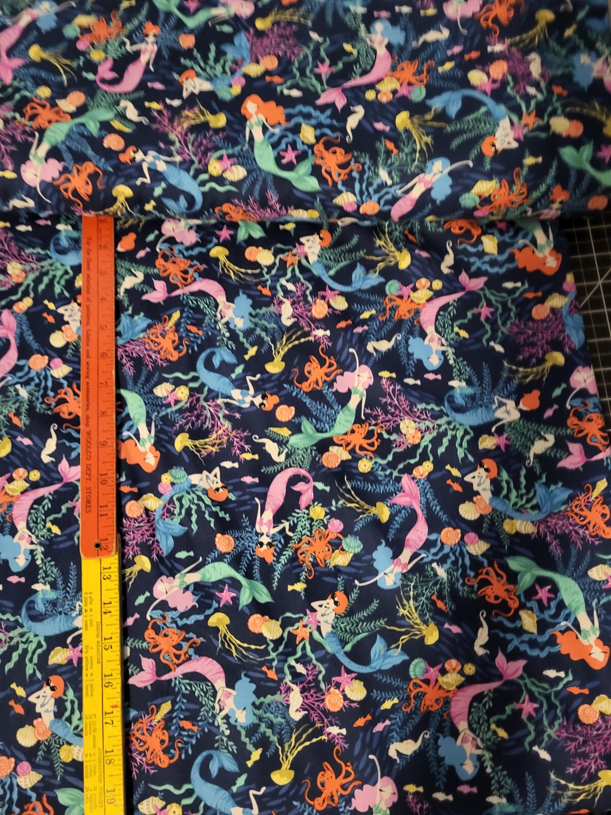 Mermaids sea life Studio E cotton quilting fabric bty navy bl bkgrd colorful FS