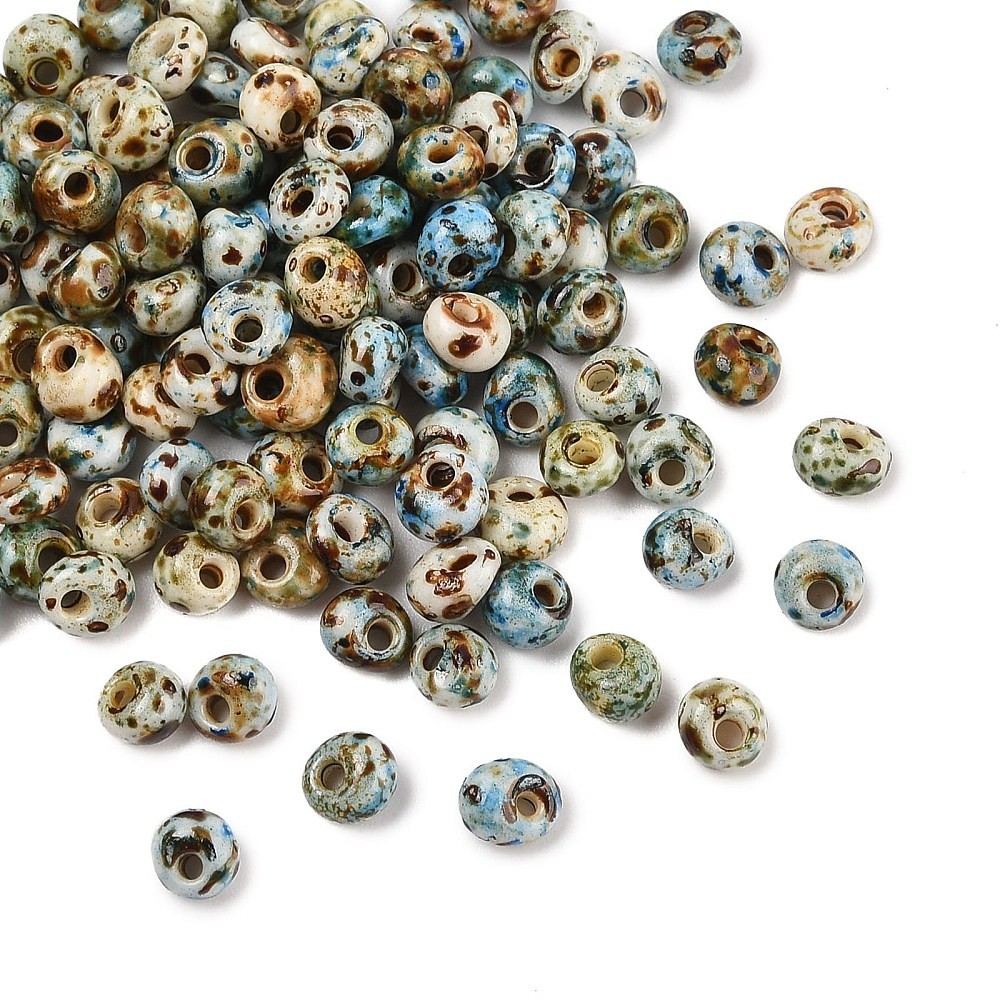 Japanese Picasso Teardrop Glass Seed Beads • 5×4.5mm Tan • 1.4mm Hole • 120pcs