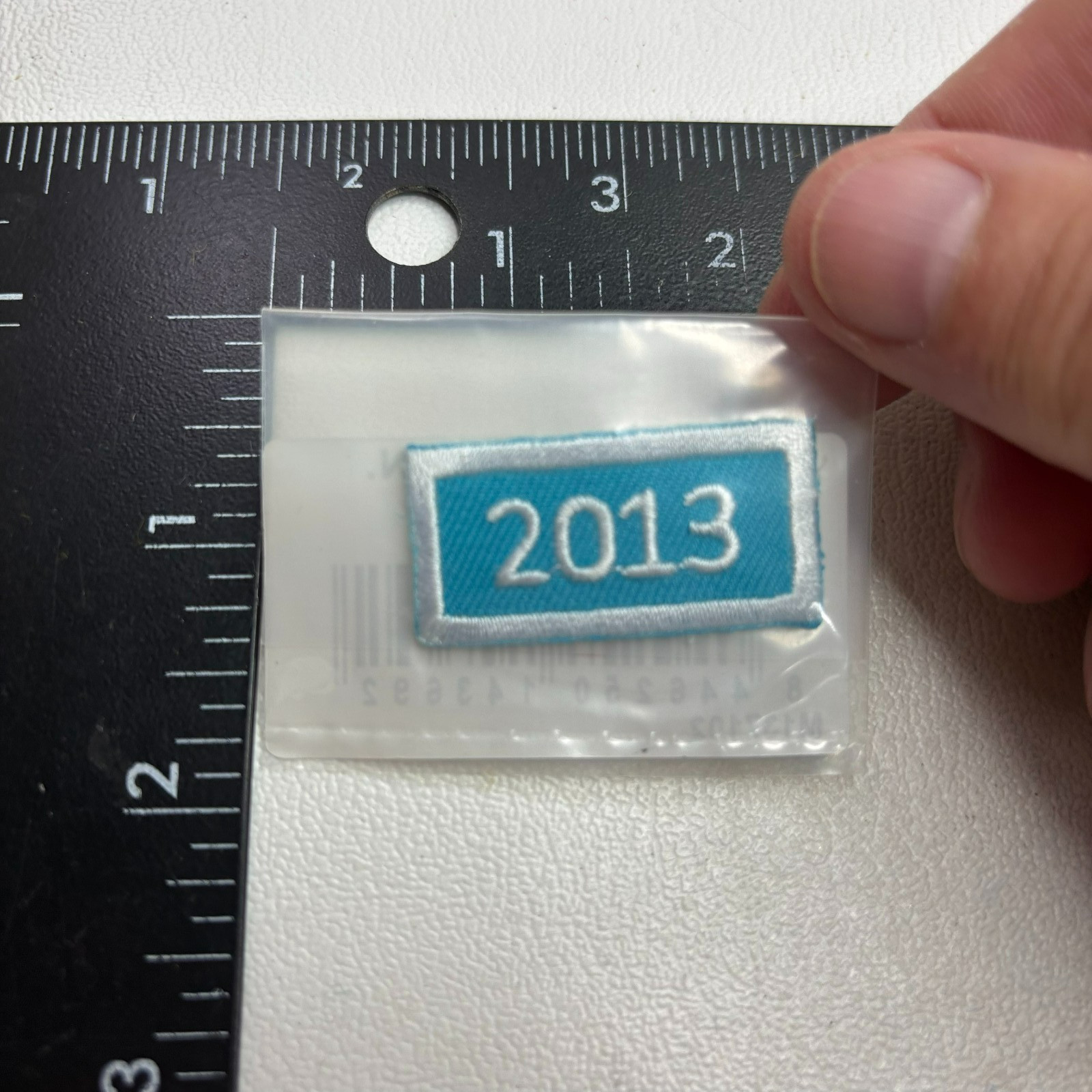 SMALL White / Light Blue Size Date YEAR 2013 Tab Patch b121