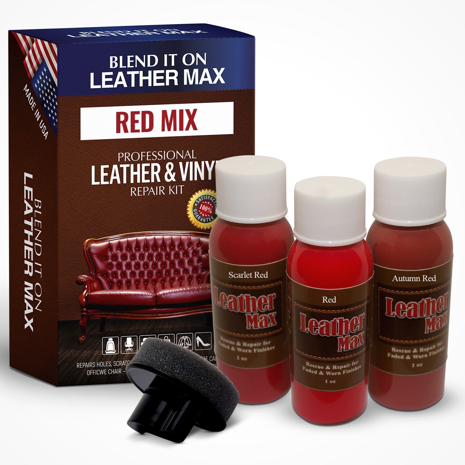 Leather Max Red Mix Vinyl and Leather Repair Kit – for Your Furniture Ect