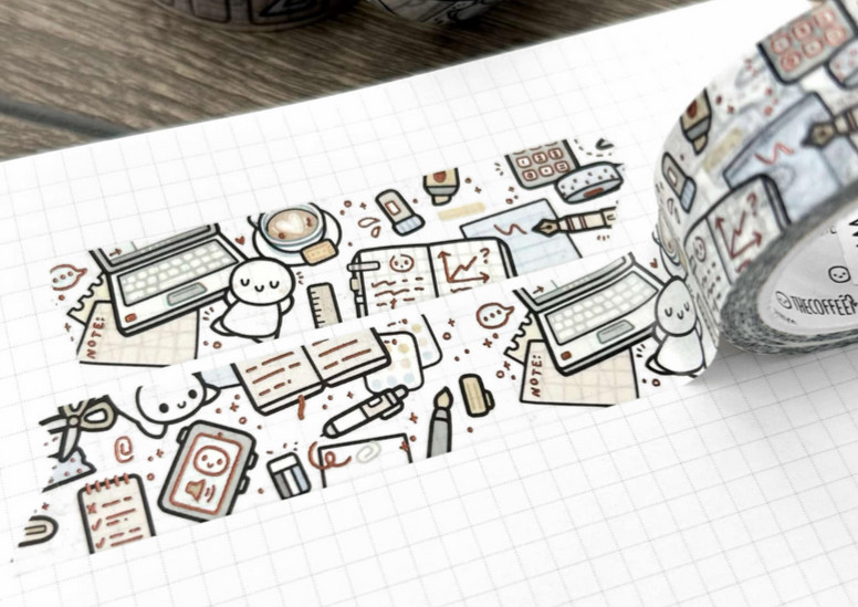NEW The Coffee Monsterz Co TCMC Tabletop Treasures 18mm Washi Tape Roll, 2025