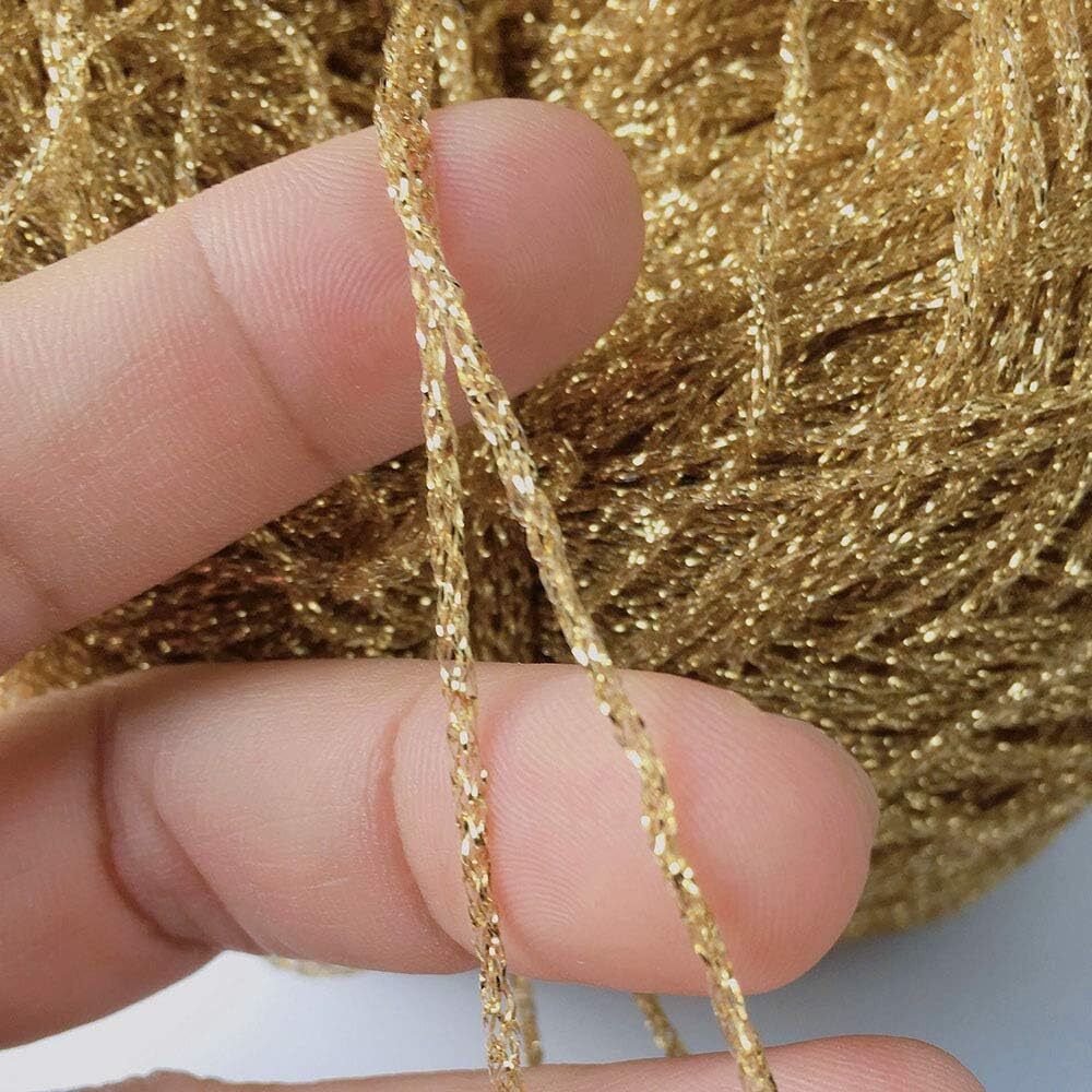 Hilo Brillante de Lurex Dorado 860Yd 3.52Oz Hilo Brillo Metalico Tejer y Crochet