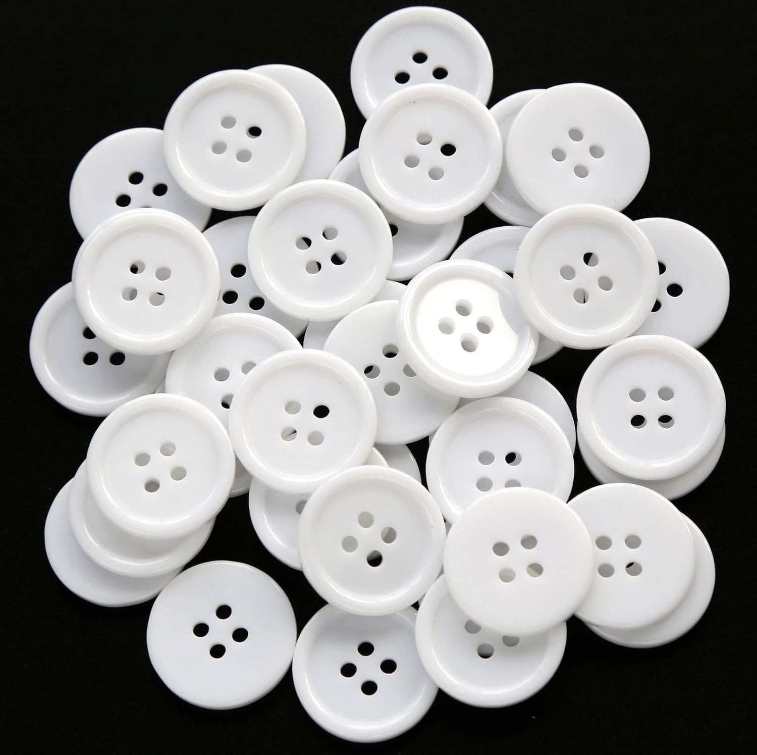 GANSSIA 1 Inch (25mm) White Buttons Flatback Resin 25 millimeters,