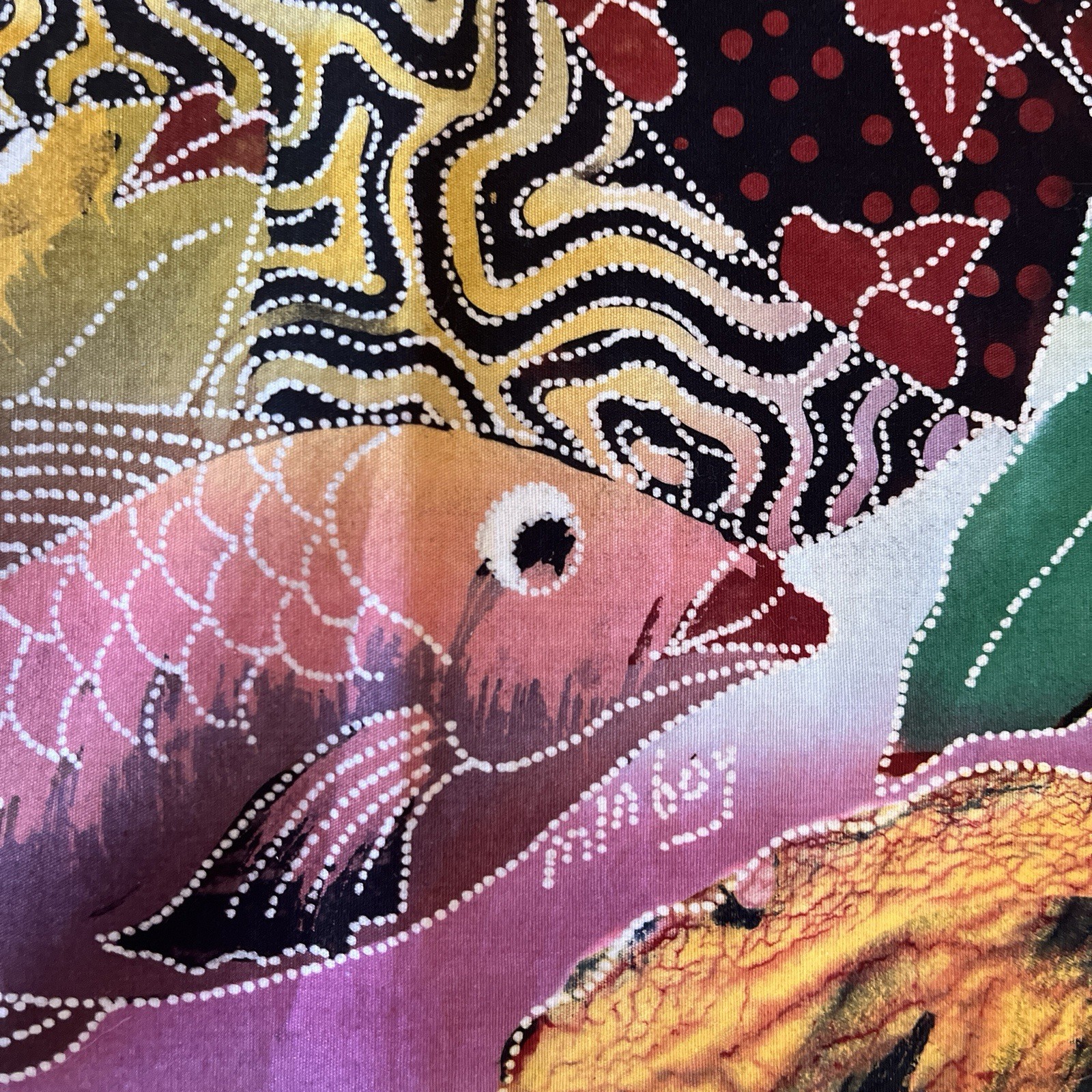 Women Catching Baskets Of Fish Ocean Rocks Indonesian Batik Panel